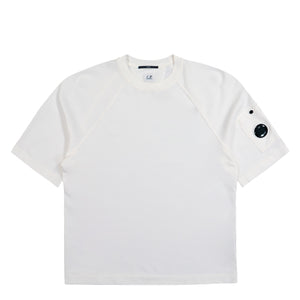 C.P. Company Light Fleece Short Sleeve Sweatshirt Gauze White T-Shirt 20CMSS034A-002246G 103 | Overkill
