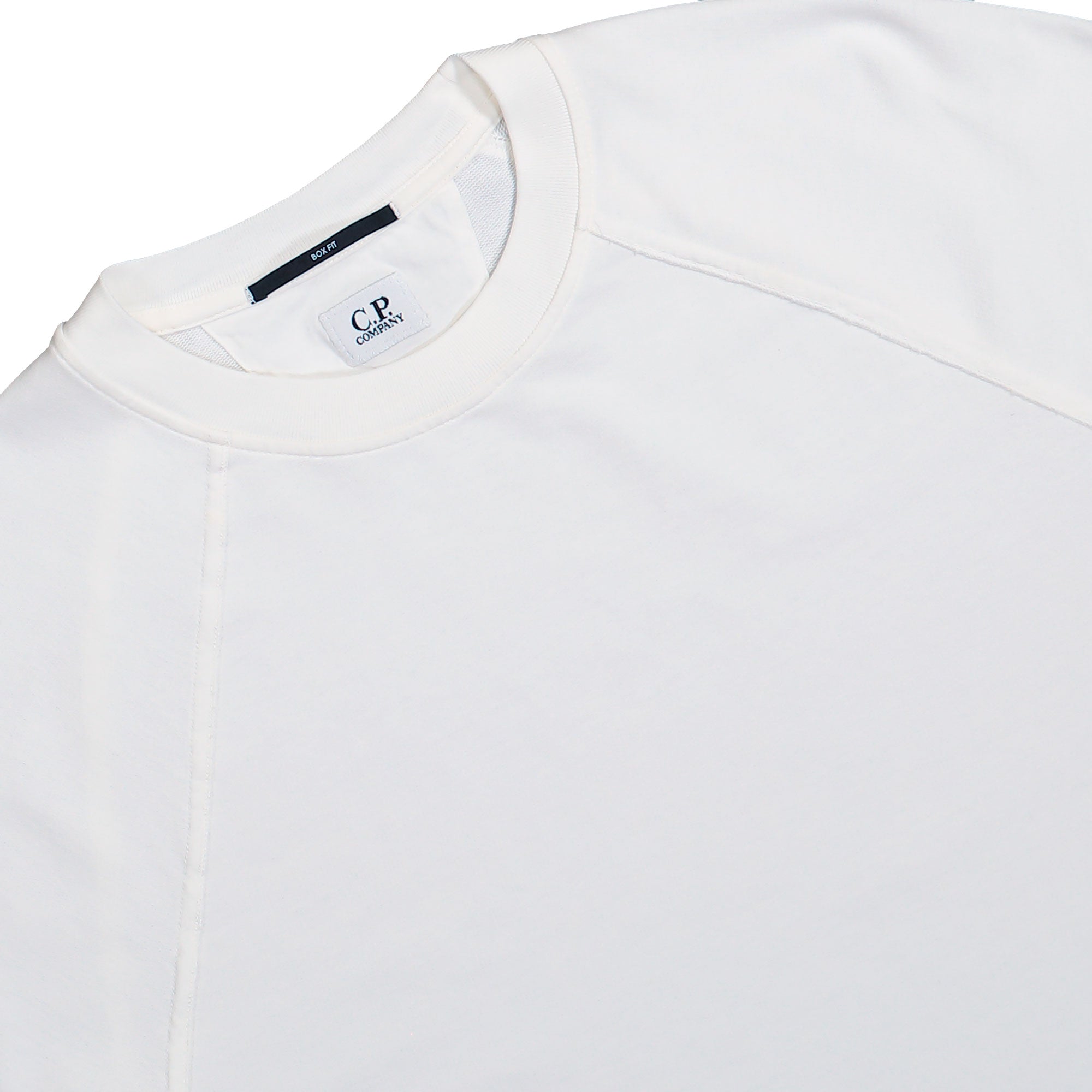 C.P. Company Light Fleece Short Sleeve Sweatshirt Gauze White T-Shirt 20CMSS034A-002246G 103 Detailfoto | Overkill

