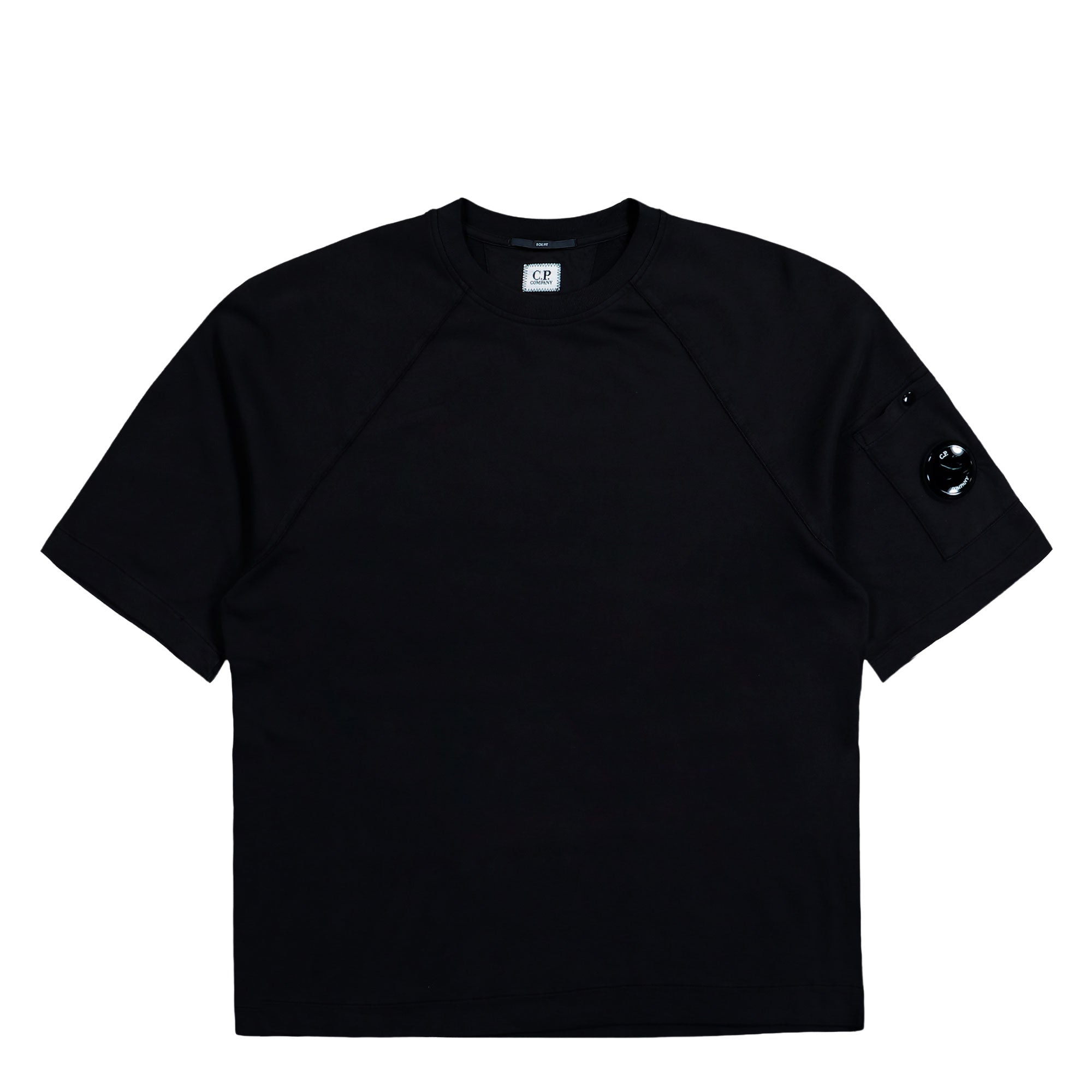 C.P. Company Light Fleece Short Sleeve Sweatshirt Black Sweatshirt T-Shirt 20CMSS034A-002246G 999 | Overkill
