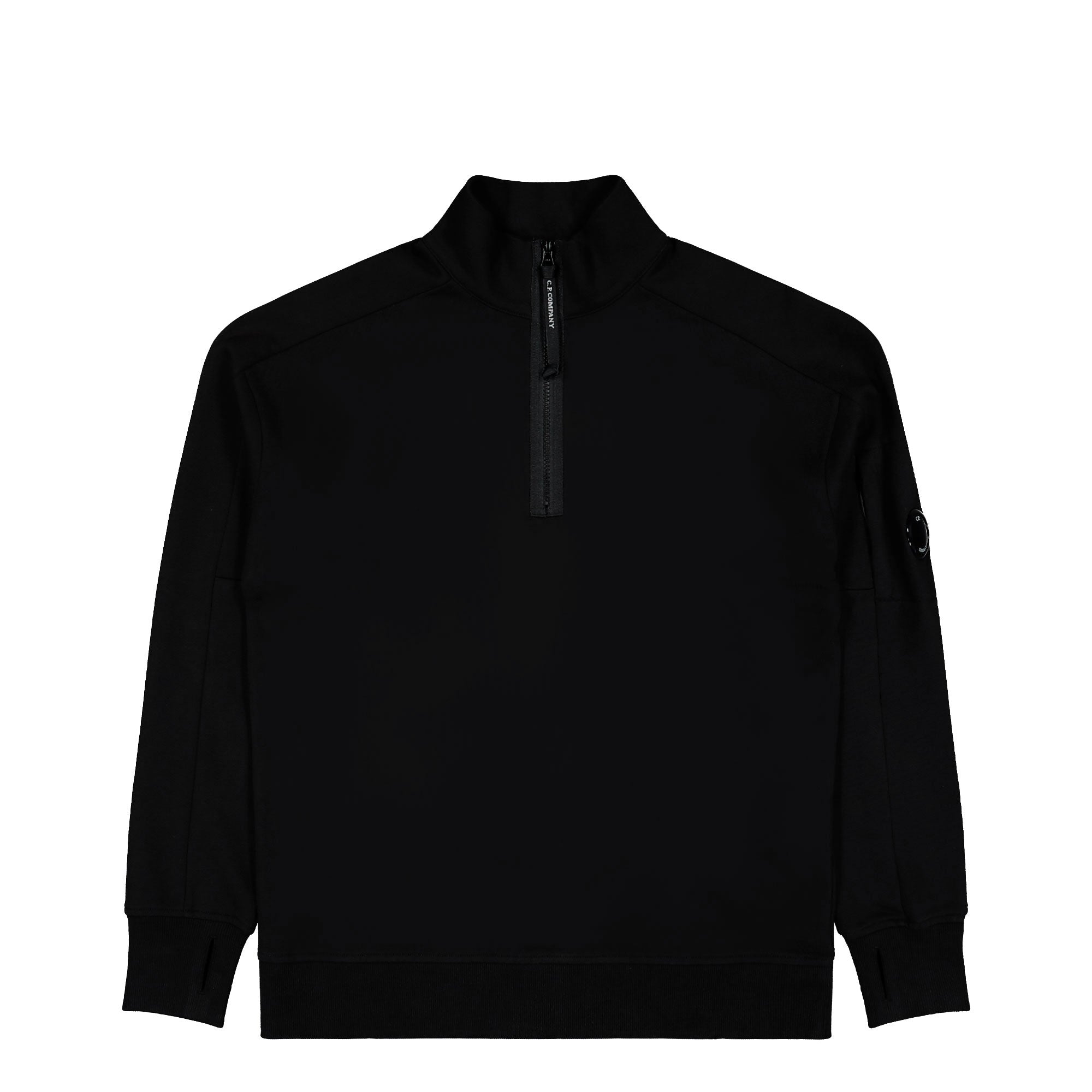 C.P. Company Diagonal Raised Fleece Half Zip Lens Sweatshirt Black Sweatshirt 20CMSS172A-005086W 999 | Overkill
