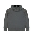 C.P. Company Diagonal Raised Fleece Goggle Sweatshirt Gunmetal Zip Hoodie 20CMSS715A-005086W 921 Close-up | Overkill
