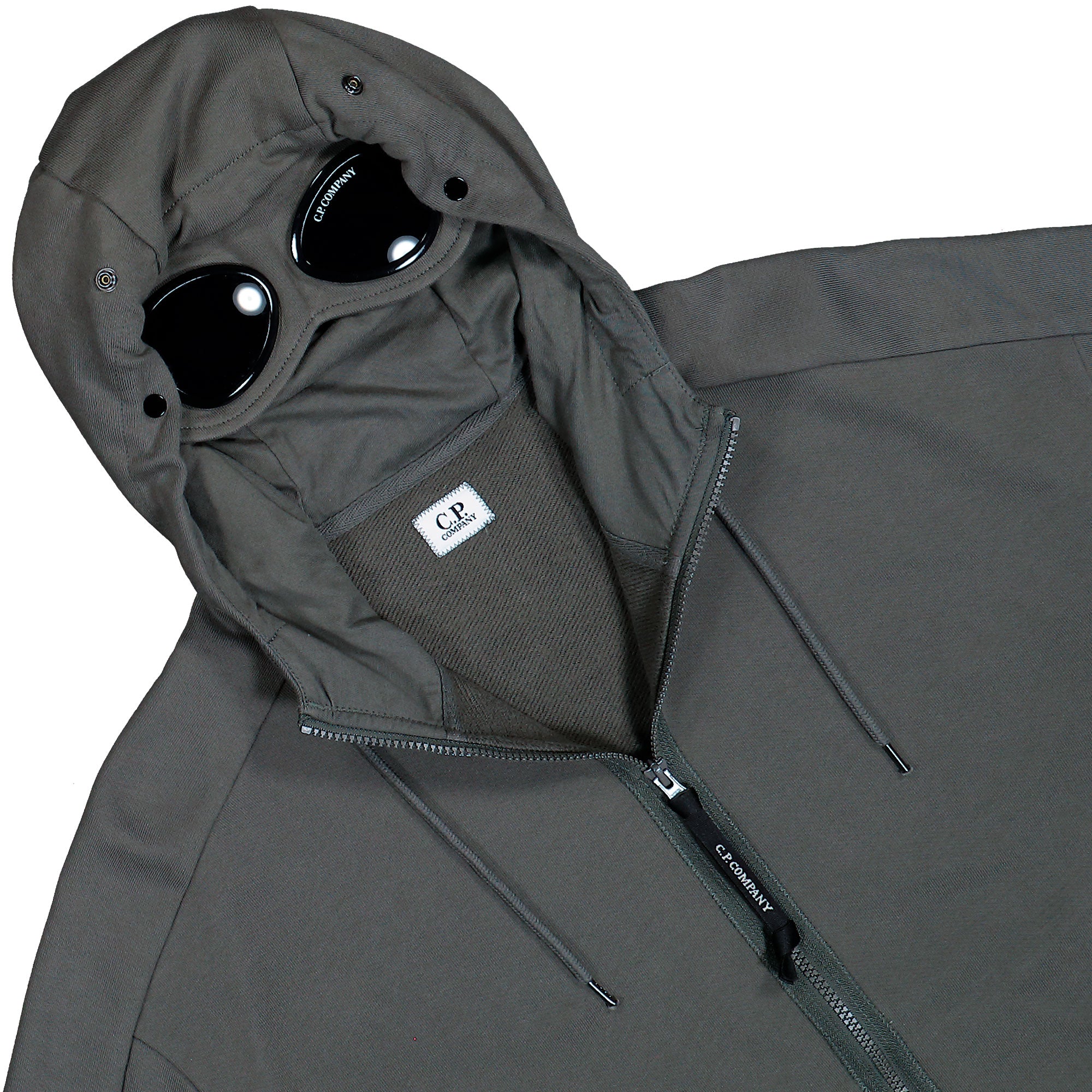 C.P. Company Diagonal Raised Fleece Goggle Sweatshirt Gunmetal Zip Hoodie 20CMSS715A-005086W 921 Detailfoto | Overkill
