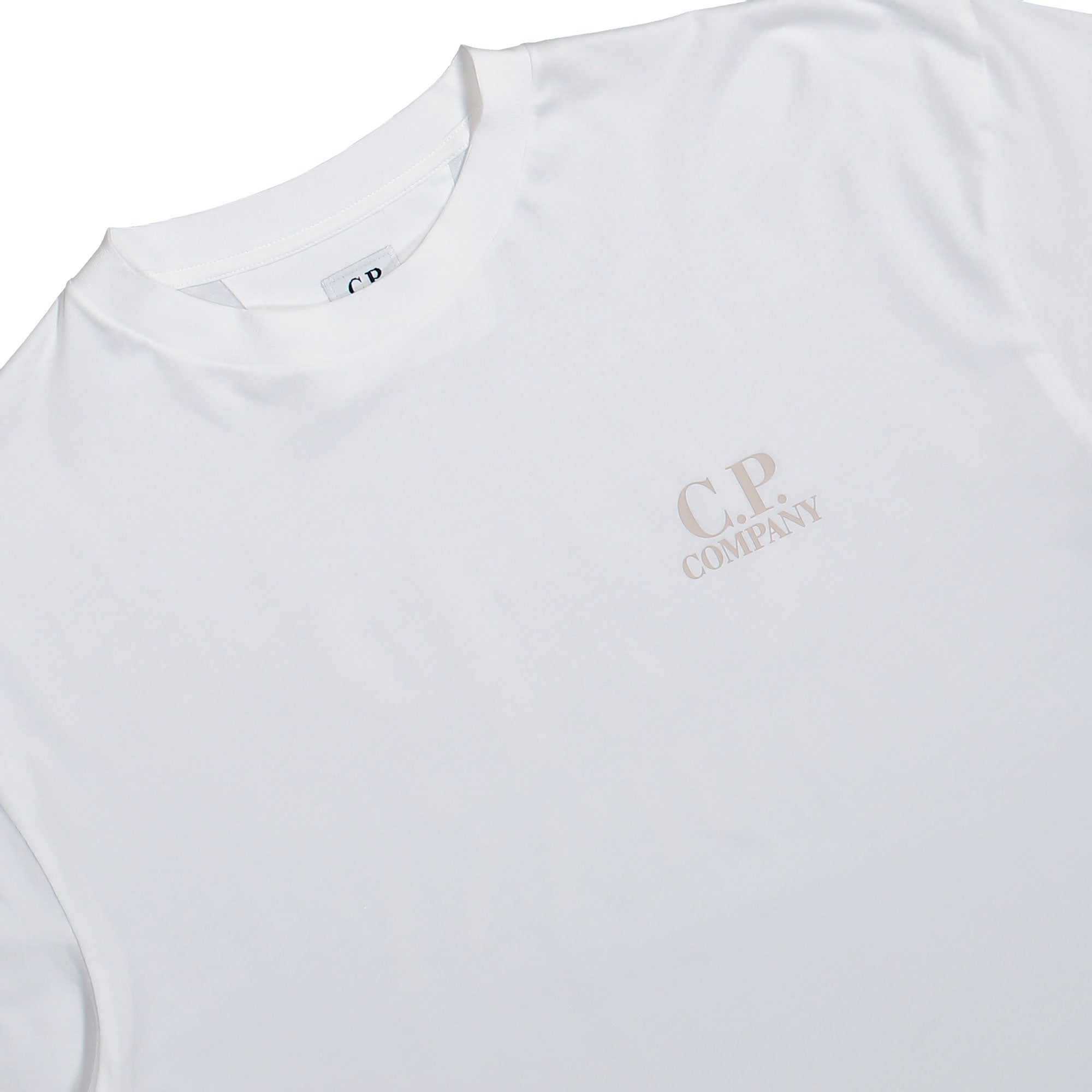 C.P. Company 30/1 Jersey Short Sleeve Logo T-Shirt Gauze White T-Shirt 20CMTS086A-005100W 103 Detailfoto | Overkill
