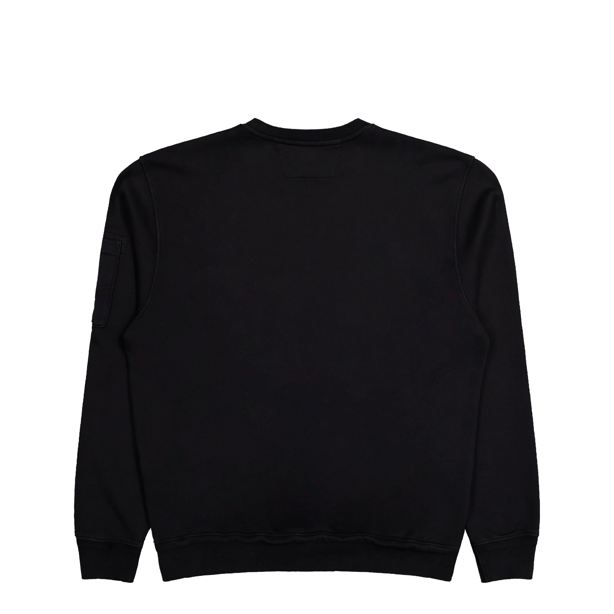 C.P. Company Cotton Diagonal Fleece Crewneck Lens Sweatshirt Black Sweatshirt 20CMSS036A-110044G 999 Close-up | Overkill
