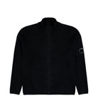 C.P. Company Waffle Knit Cotton Zip Lens Cardigan Black Cardigan 21CMKN058A-110754A 999 | Overkill
