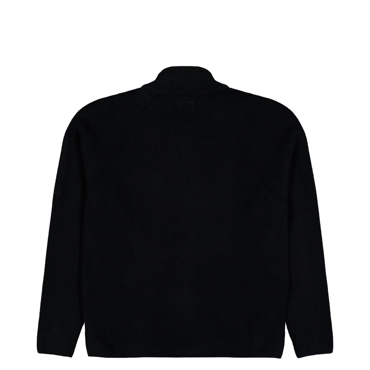 C.P. Company Waffle Knit Cotton Zip Lens Cardigan Black Cardigan 21CMKN058A-110754A 999 Close-up | Overkill

