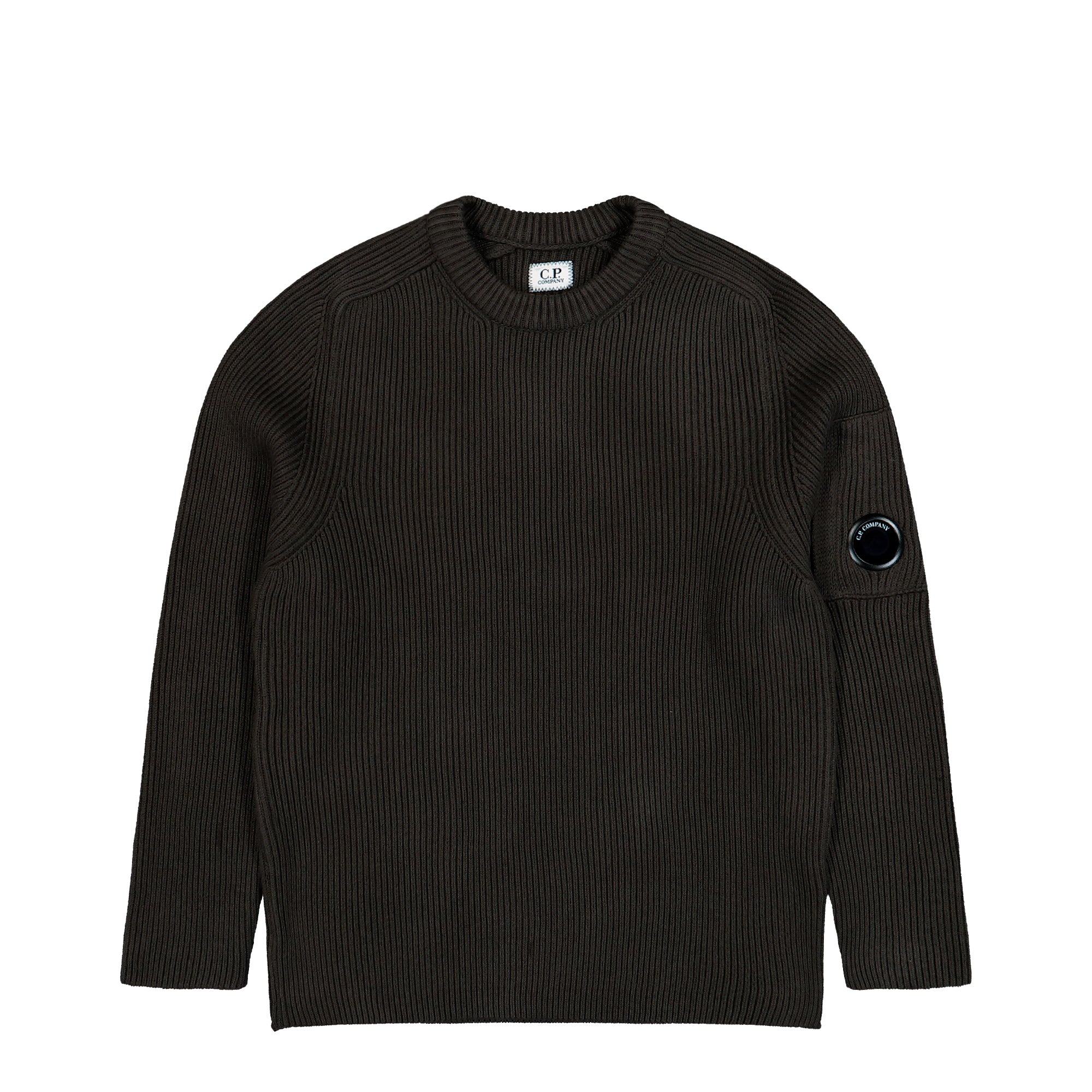 cp company ニット C.P. Company Full Rib Cotton Lens Crewneck Sweater 21CMKN101A