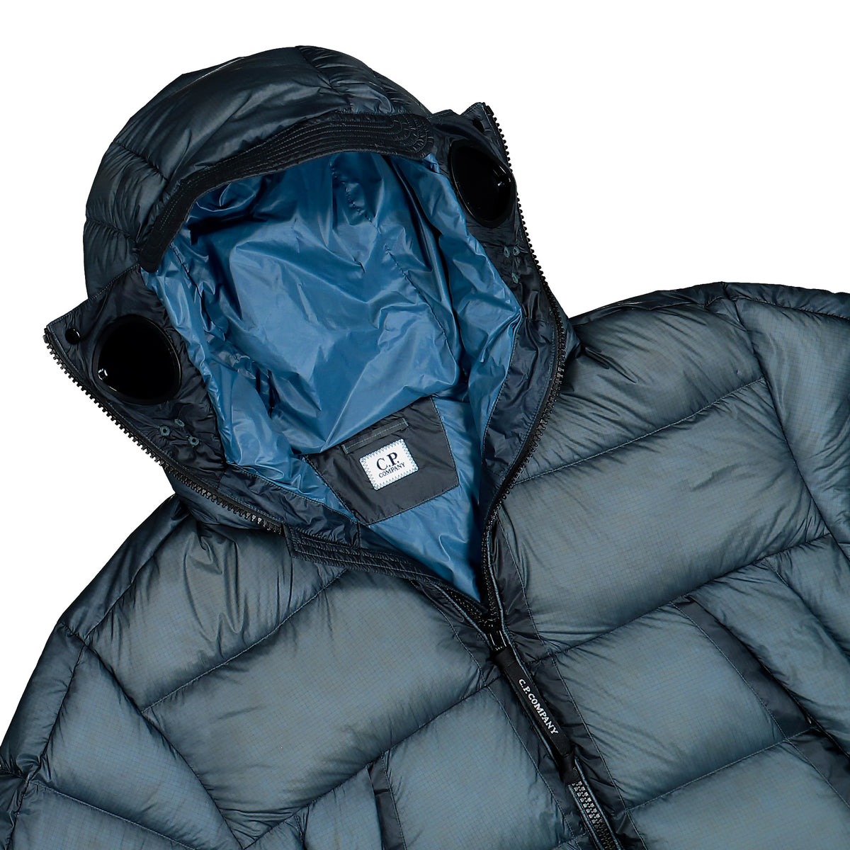 C.P. Company D.D. Shell Explorer Lens Down Jacket Orion Blue Jacket 21CMOW215A-110416A 871 Detailfoto | Overkill
