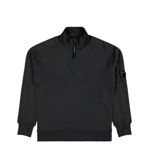 C.P. Company Diagonal Raised Fleece Half Zip Lens Sweatshirt Raven Sweatshirts 21CMSS033A-005086W 985 | Overkill