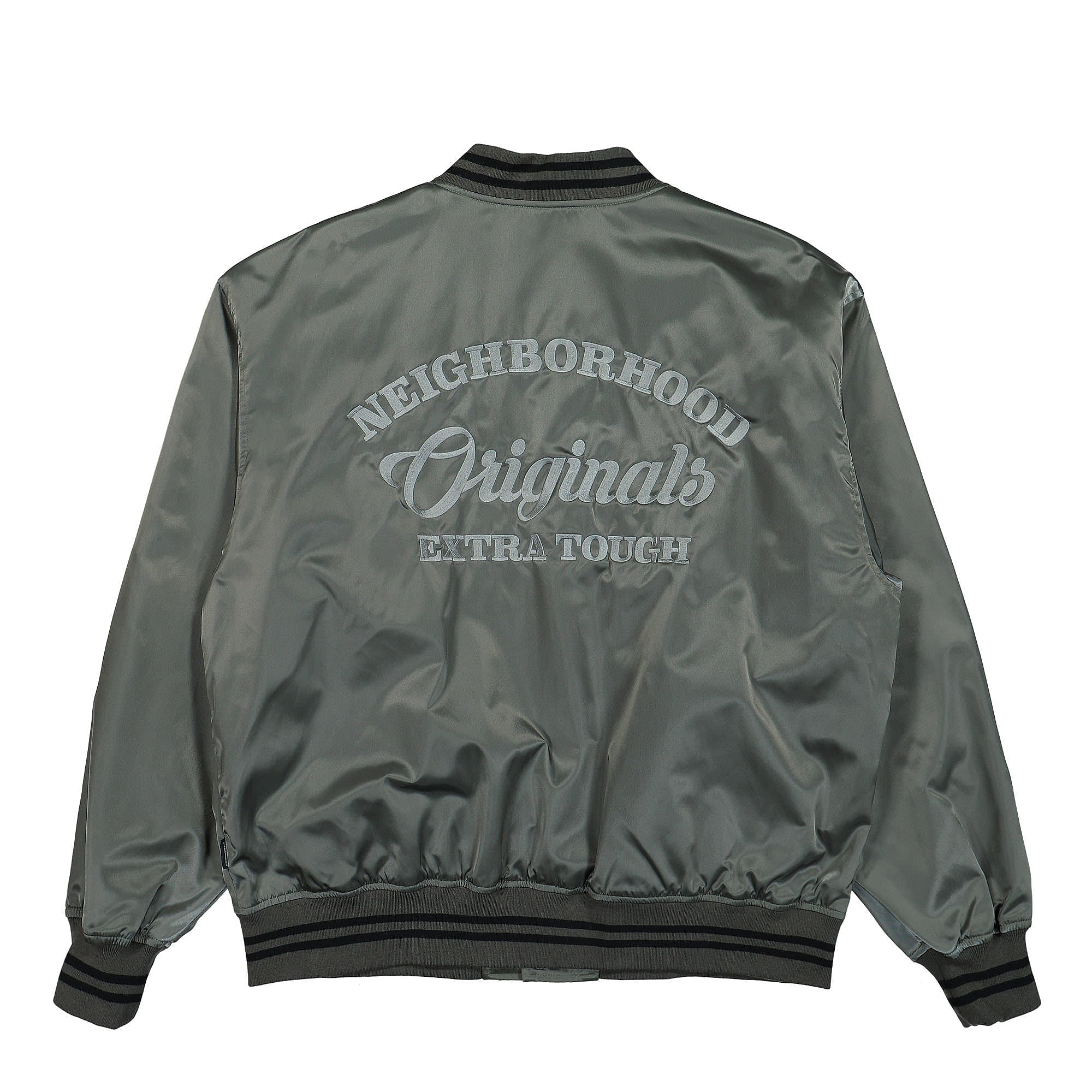 Neighborhood B.B. / N-Jacket Charcoal Bomber & Varsity Jackets Close-up | Overkill