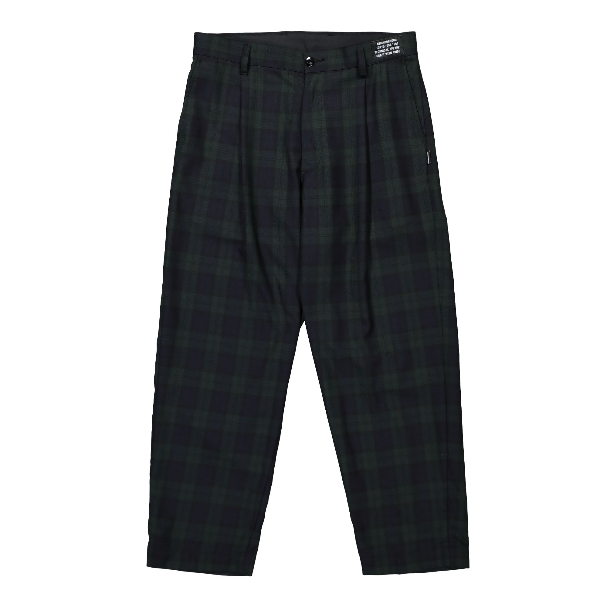 Neighborhood Tuck Pants Green x Navy Casual Pants 222AQNH-PTM02 | Overkill