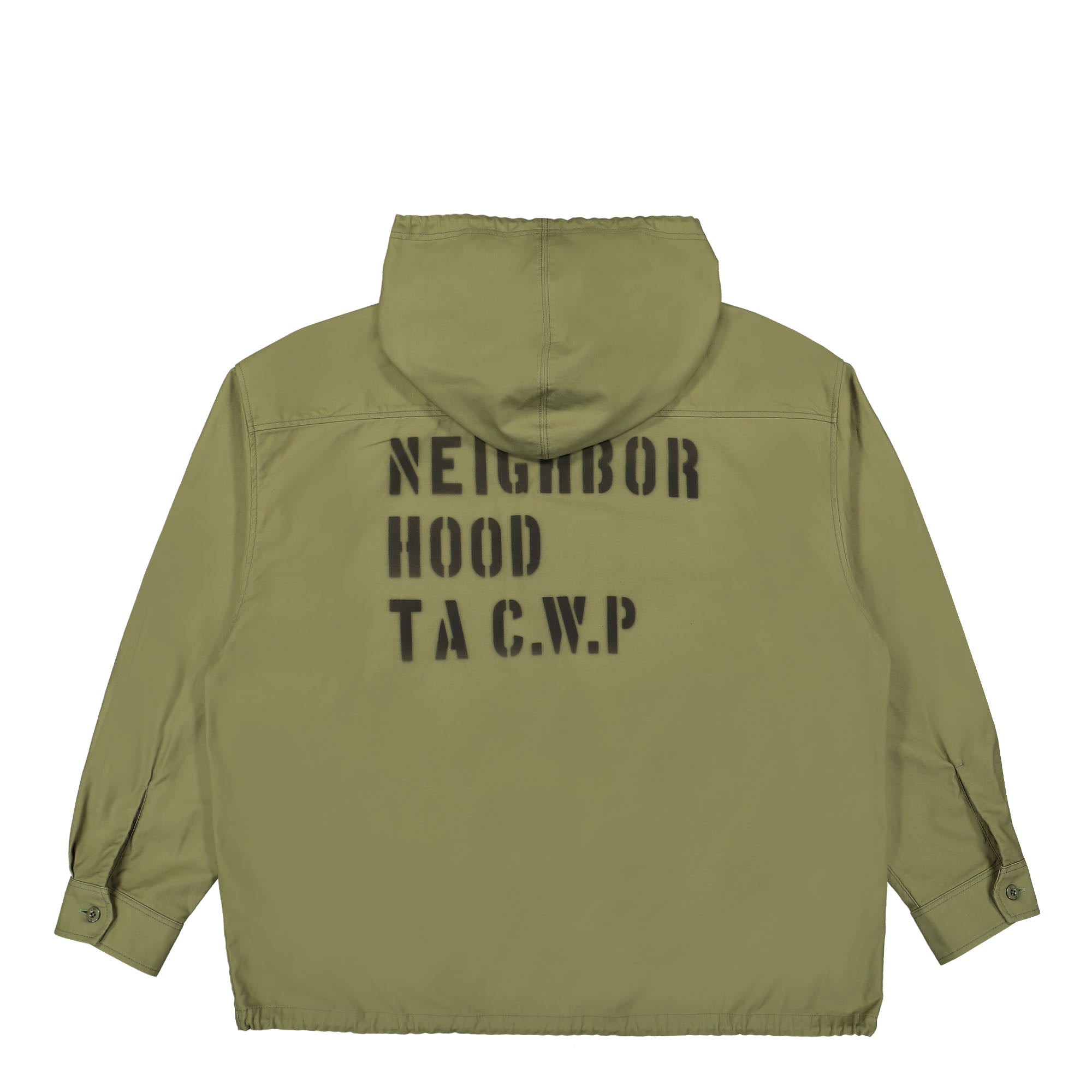 Neighborhood Hooded LS Shirt Jacket Olive Drab Jackets Close-up | Overkill