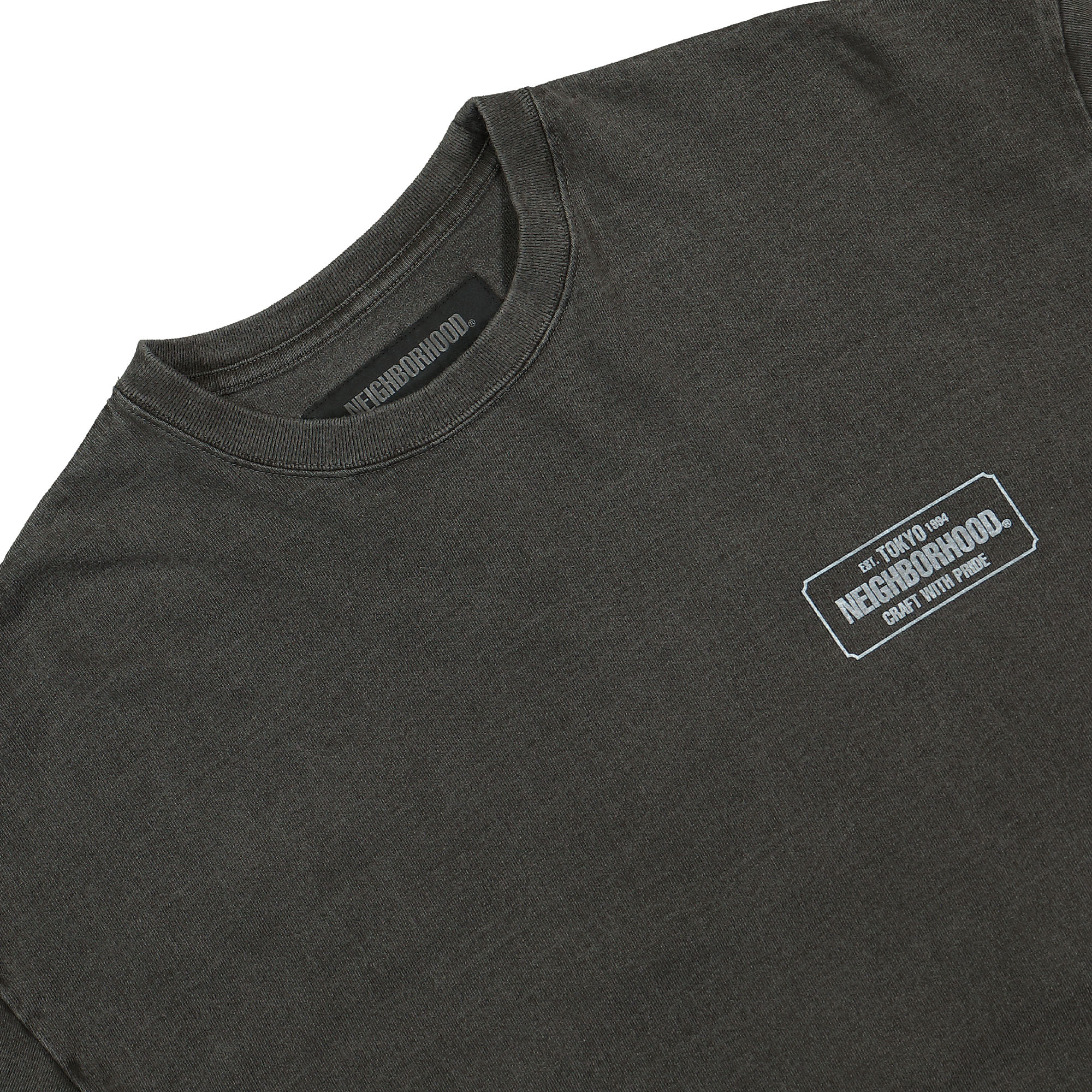 Neighborhood Pigment Dyed LS Crewneck Black Sweatshirts Close-up | Overkill
