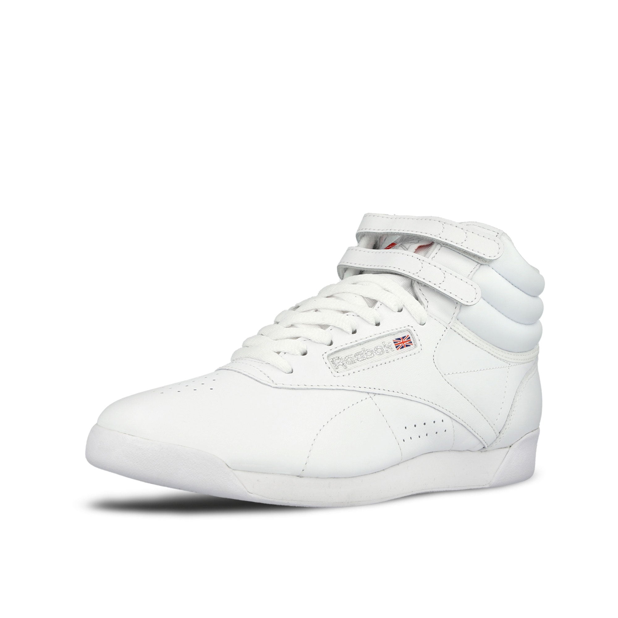 Reebok Freestyle Hi White / Silver High Top Sneakers 2431 Close-up | Overkill
