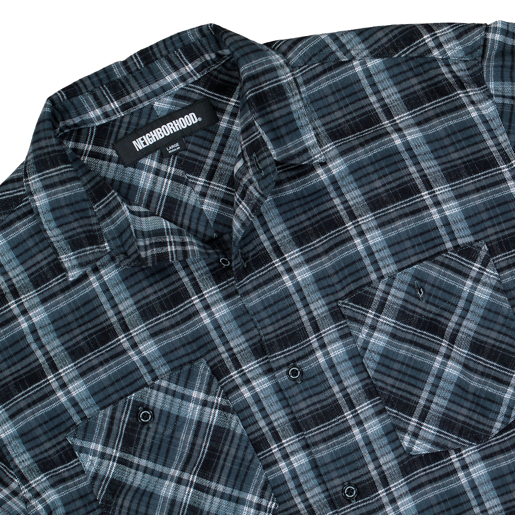 Neighborhood Clan Tartan Check Shirt LS Gray Shirts 252ARNH-SHM01 / Gray Detailfoto | Overkill
