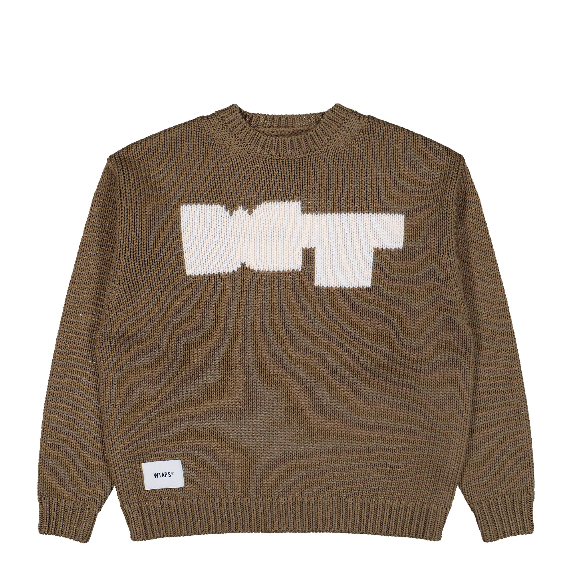 WTAPS Crew Neck CRE / Sweater / Poly Greige Sweatshirts 252MADT-KNM03 | Overkill
