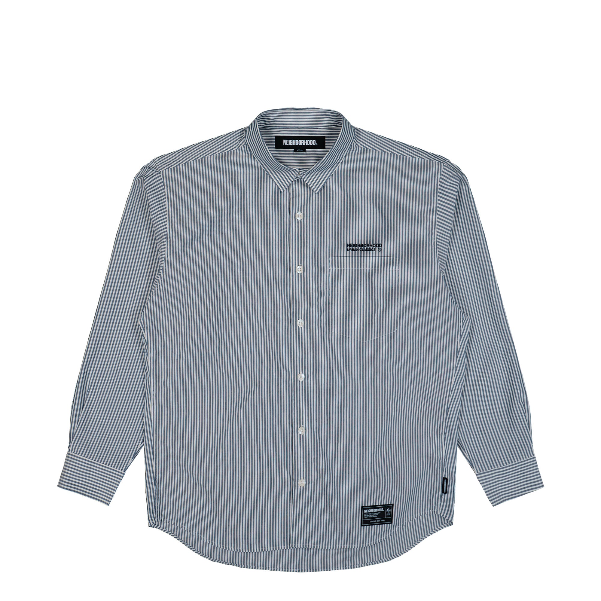 Neighborhood Stripe Shirt LS Blue / White Shirts 252SPNH-SHM04 | Overkill
