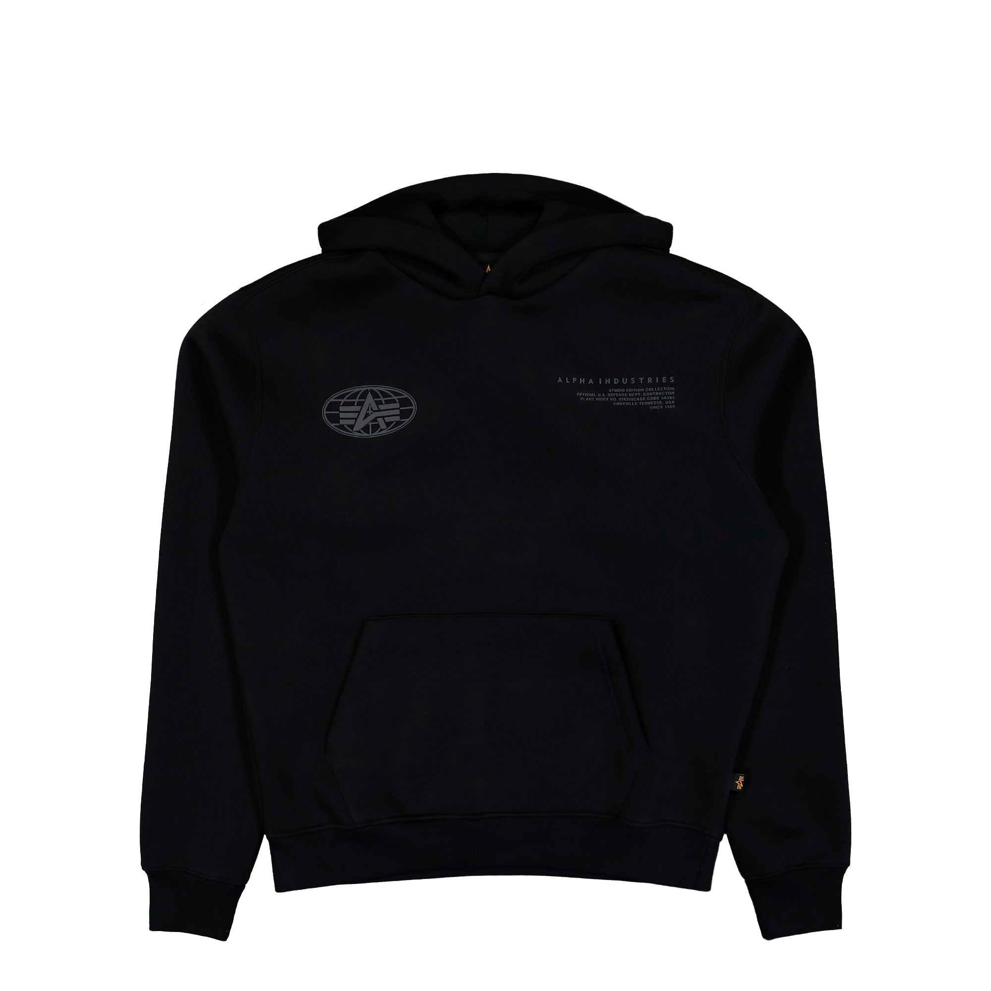 Alpha Industries World Logo Backprint Hoodie Black Hoodie 258337-03 | Overkill

