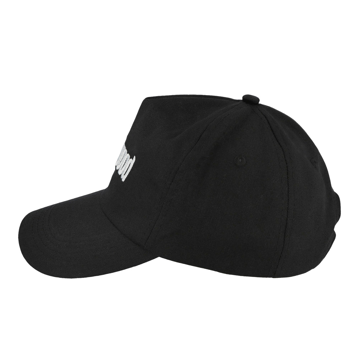 Metalwood Studio Metal Logo 5-Panel Hat Black Basecap 25SS-01-10-BLK Close-up | Overkill
