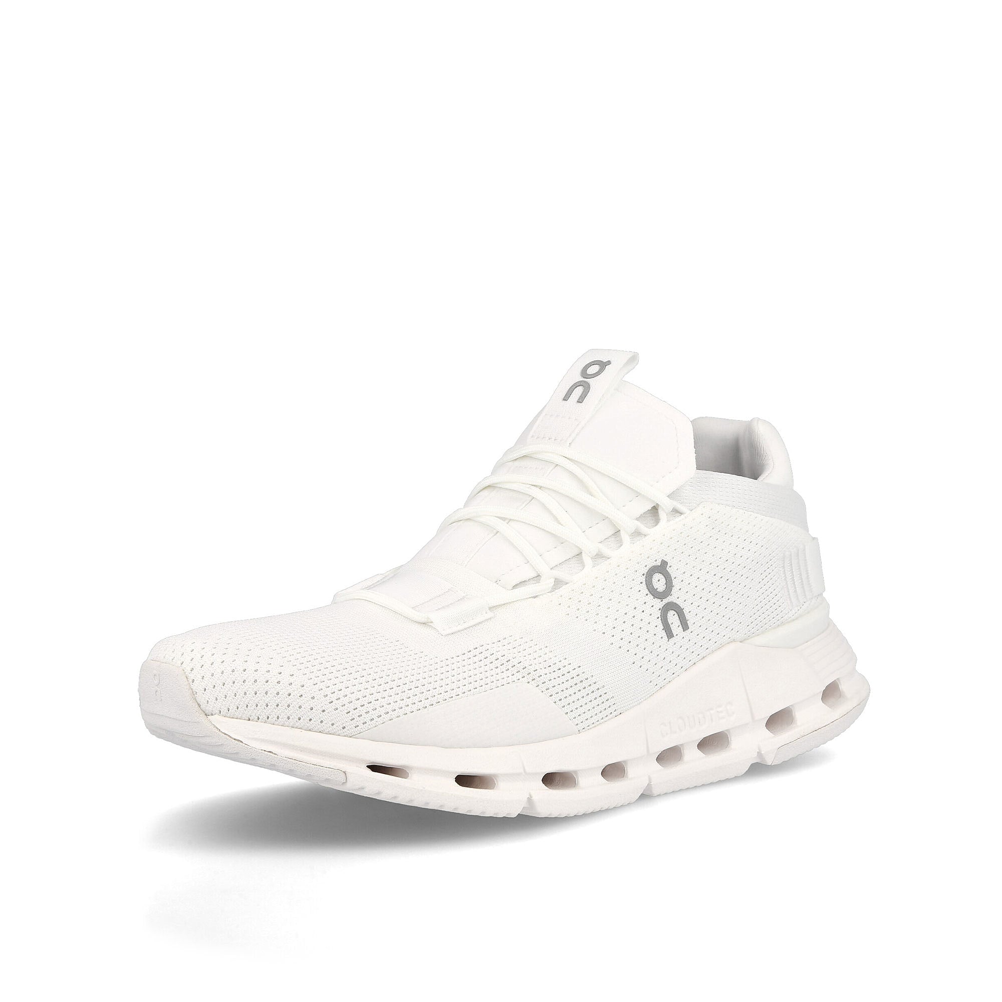 On cloudnova All White Low Top Sneakers  Close Up | Overkill