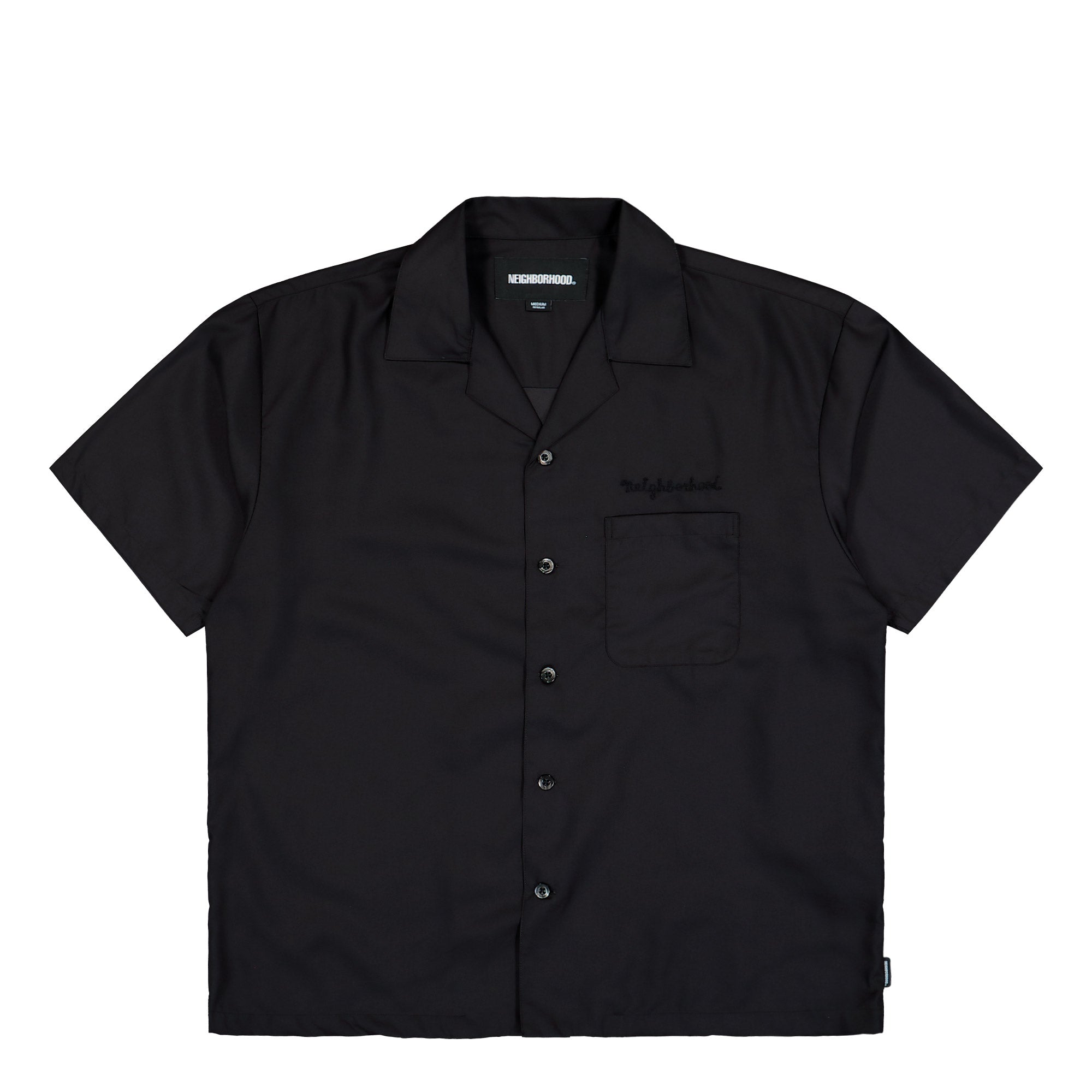 Neighborhood Solid Color Hawaiian Shirt SS Black Shirts 261TSNH-SHM07 | Overkill