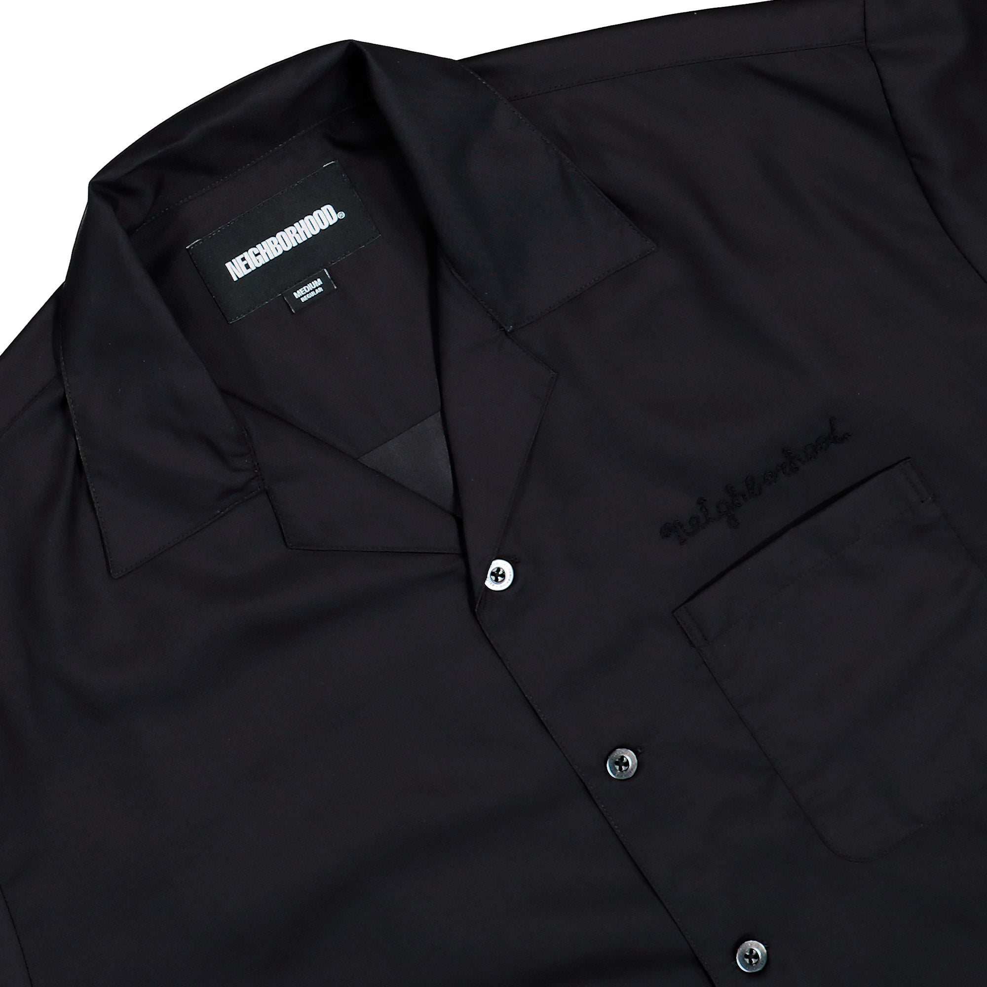 Neighborhood Solid Color Hawaiian Shirt SS Black Shirts 261TSNH-SHM07 Detailfoto | Overkill