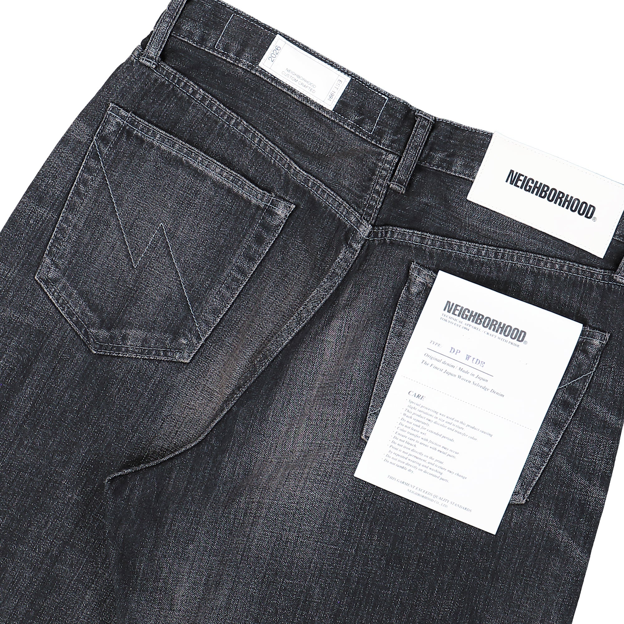 Neighborhood Washed Denim DP Wide Pants Black Jeans 261XBNH-PTM04/ Black Detail View 2 | Overkill
