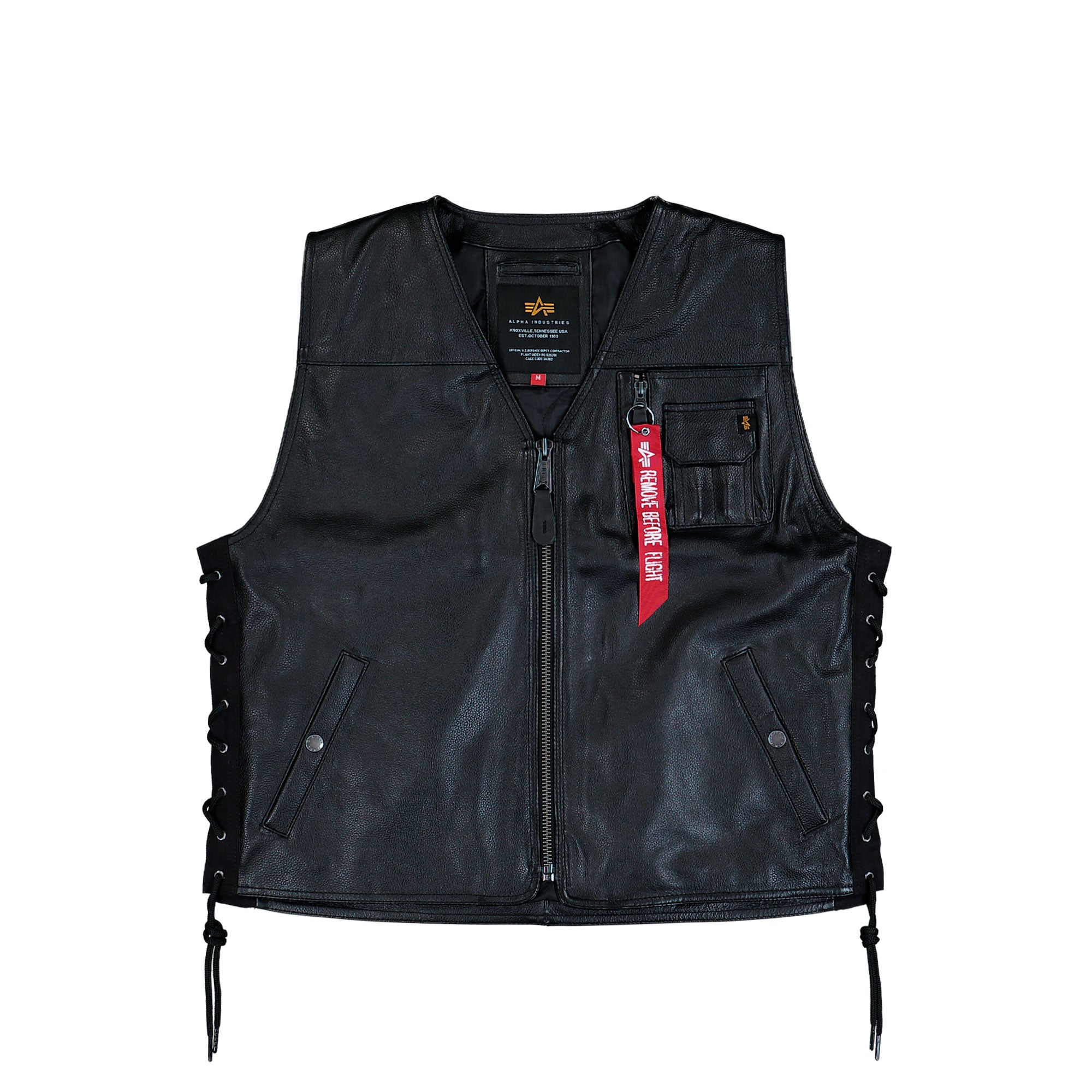 Alpha Industries X-Force Leather Vest Black Vests 266108-03 | Overkill
