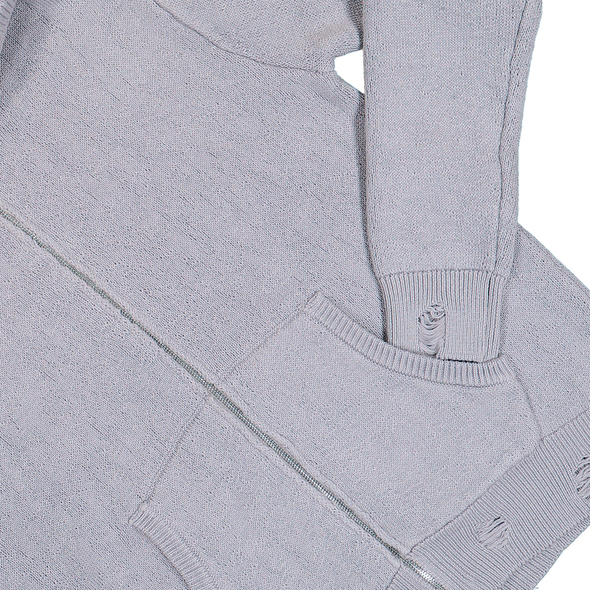 Alpha Industries Distressed Knit Hooded Jacket Silver Hoodies 268404-31 Detail View 1 | Overkill
