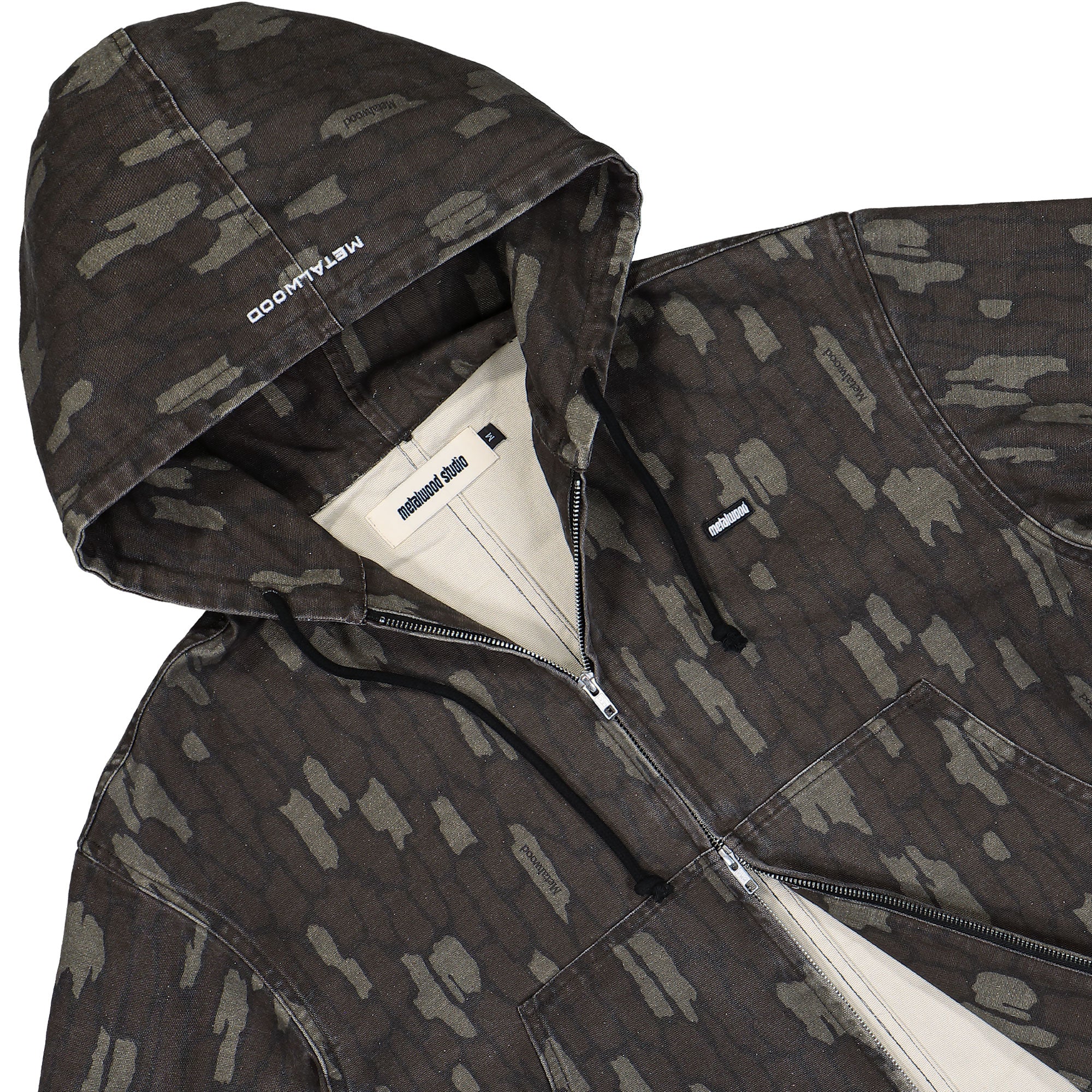 Metalwood Studio Cotton Twill Zip Hoodie Real Bark Camo Jackets 26SS-05-02-RBC Detailfoto | Overkill

