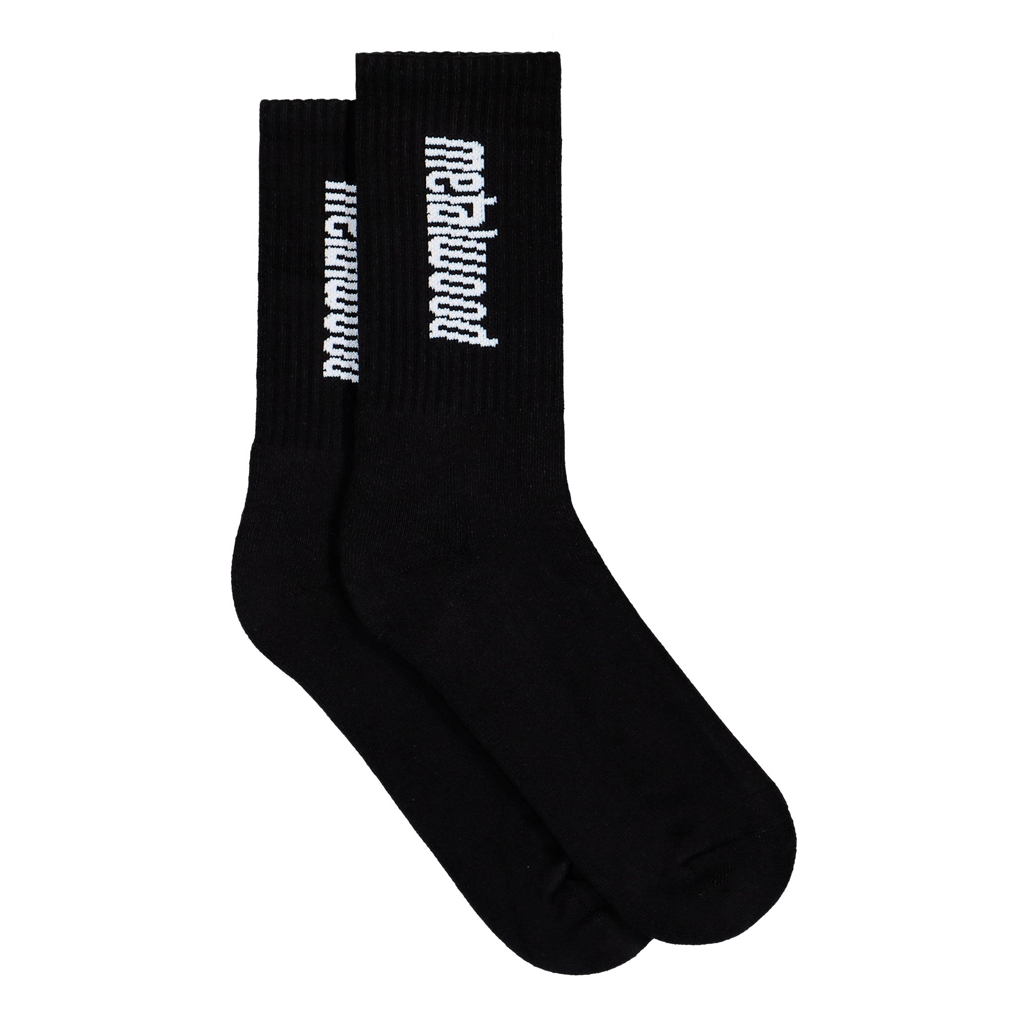 Metalwood Studio Metal Logo Crew Socks Black Socks 26SS-13-01-BLK Close-up | Overkill
