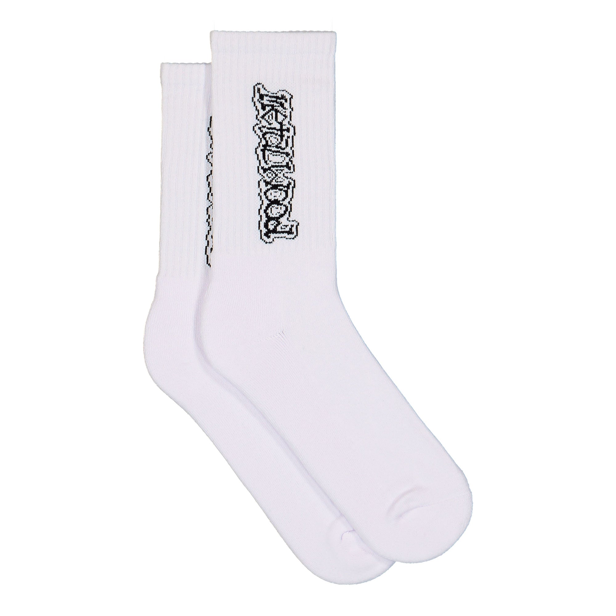Metalwood Studio Dewey Crew Socks White Socks 26SS-13-03-WHT Close-up | Overkill
