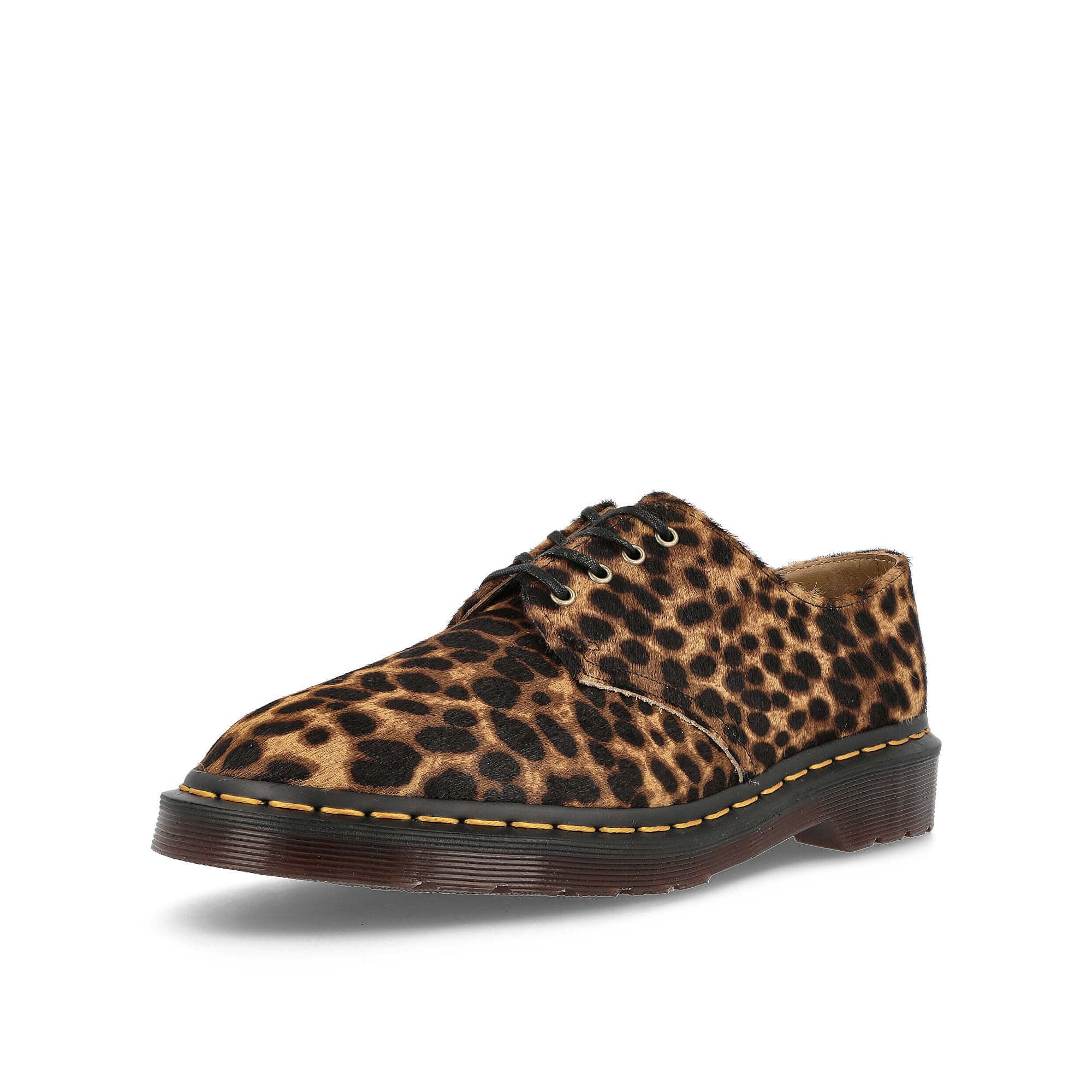 Dr. Martens Smiths Micro Leopard Hair On Leopard Loafers & Lace ups  Close Up | Overkill