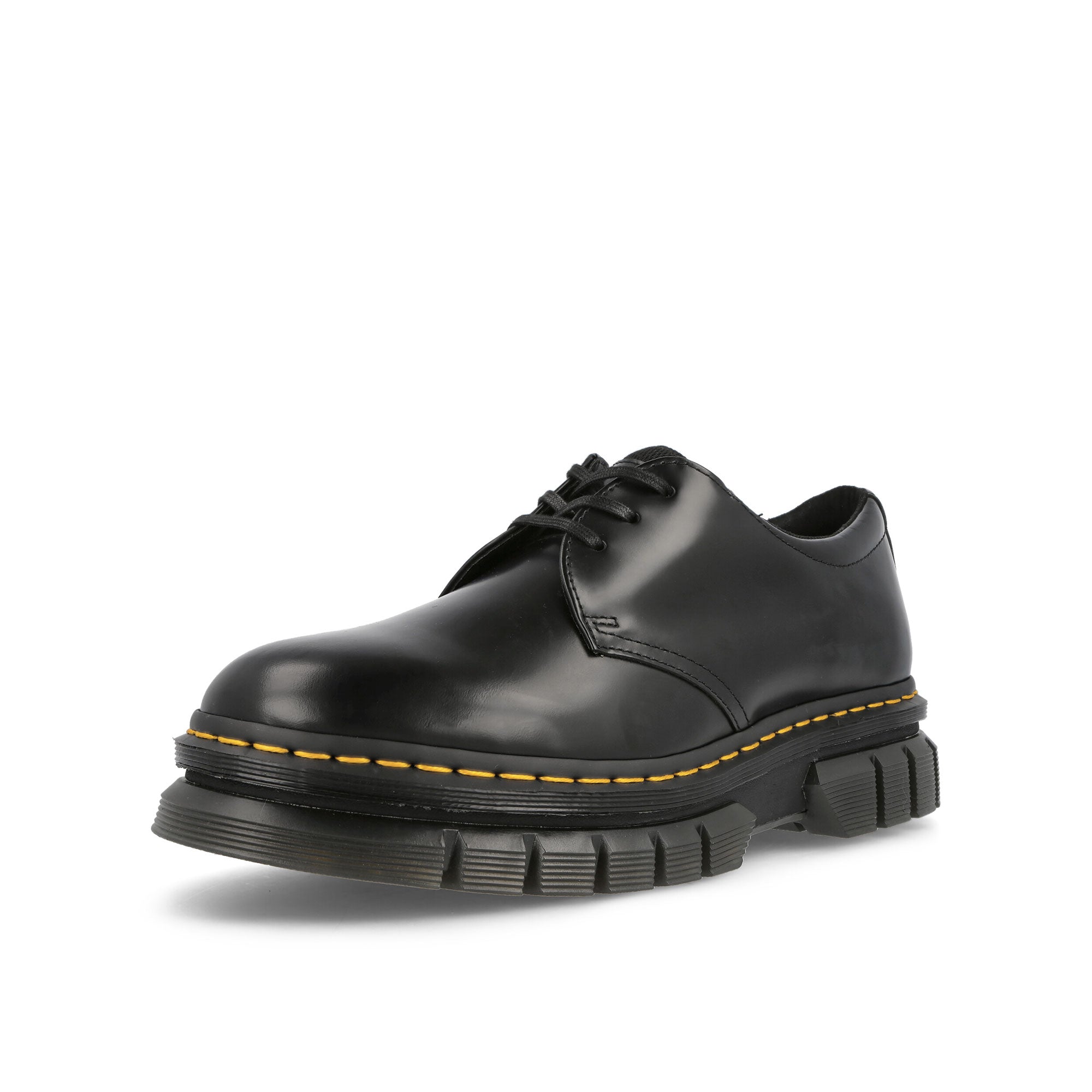 Dr. Martens Rikard 3-Eye Black Polished Loafers & Lace ups  Close Up | Overkill
