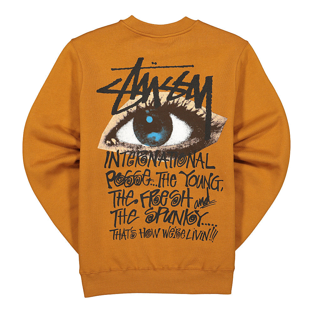 Stussy Ocular Crew Caramel Sweatshirts Material | Overkill