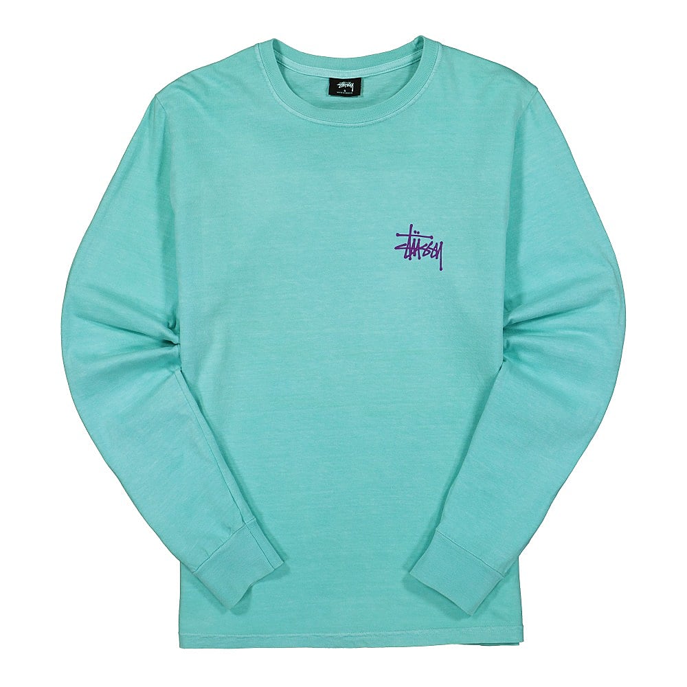 Stussy Basic Pigment Dyed Longsleeve Tee Aqua Longsleeves 2992665 / 0841 | Overkill