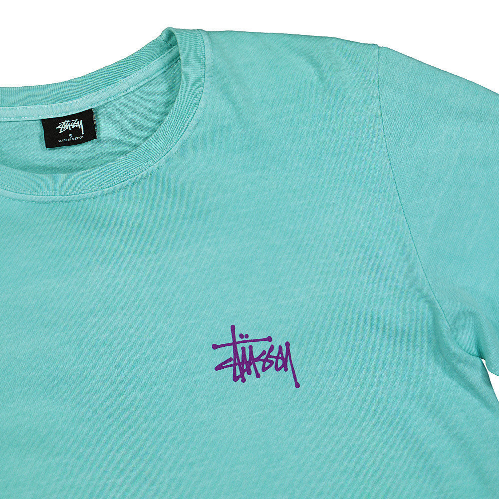 Stussy Basic Pigment Dyed Longsleeve Tee Aqua Longsleeves Close-up | Overkill