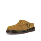 Dr. Martens Isham Marbled Slingback Mules Brown-Mustard Marbled Hairy Suede Slides, Sandals & Slippers  Close Up | Overkill