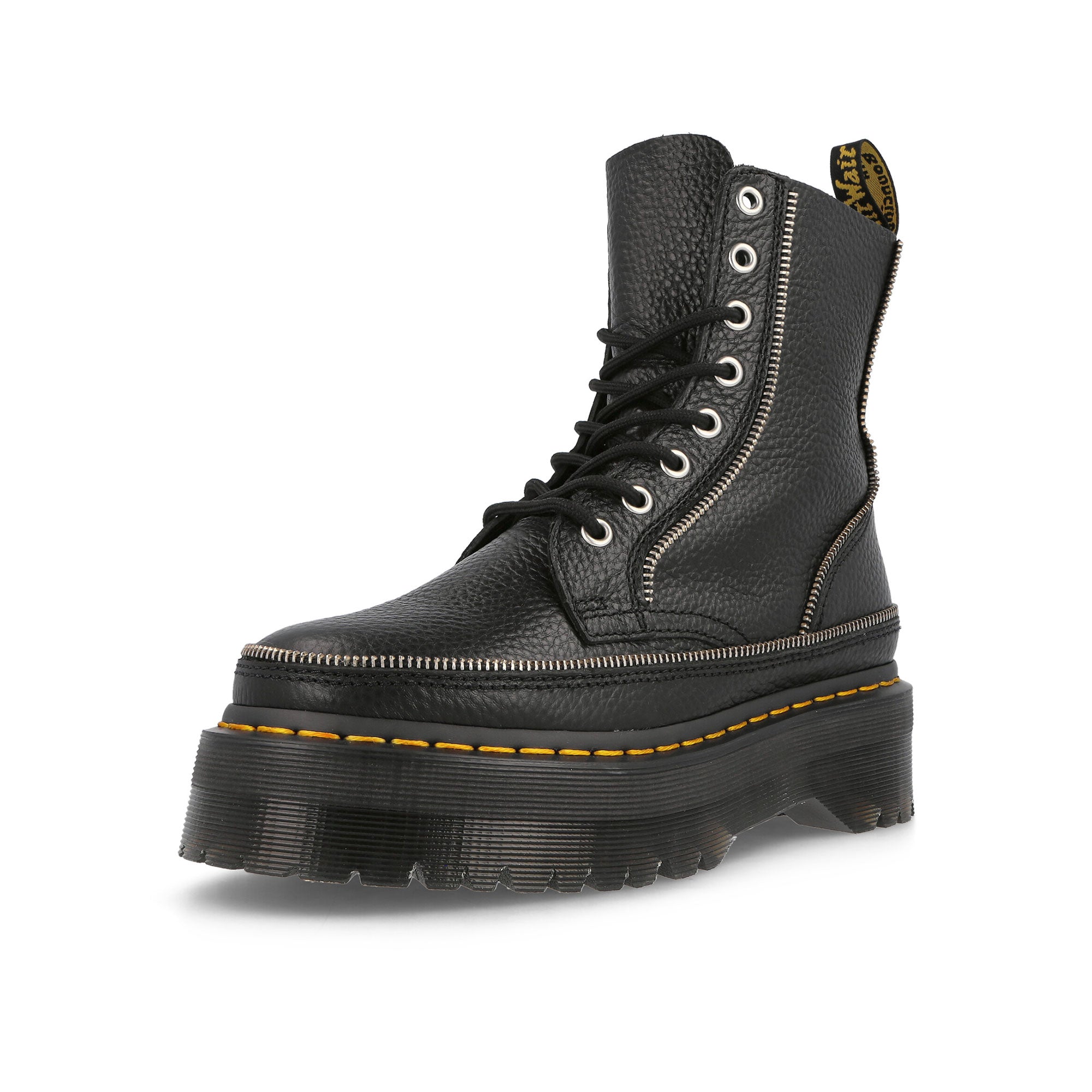 Dr. Martens Jadon Zip Black Milled Nappa Boots  Close Up | Overkill