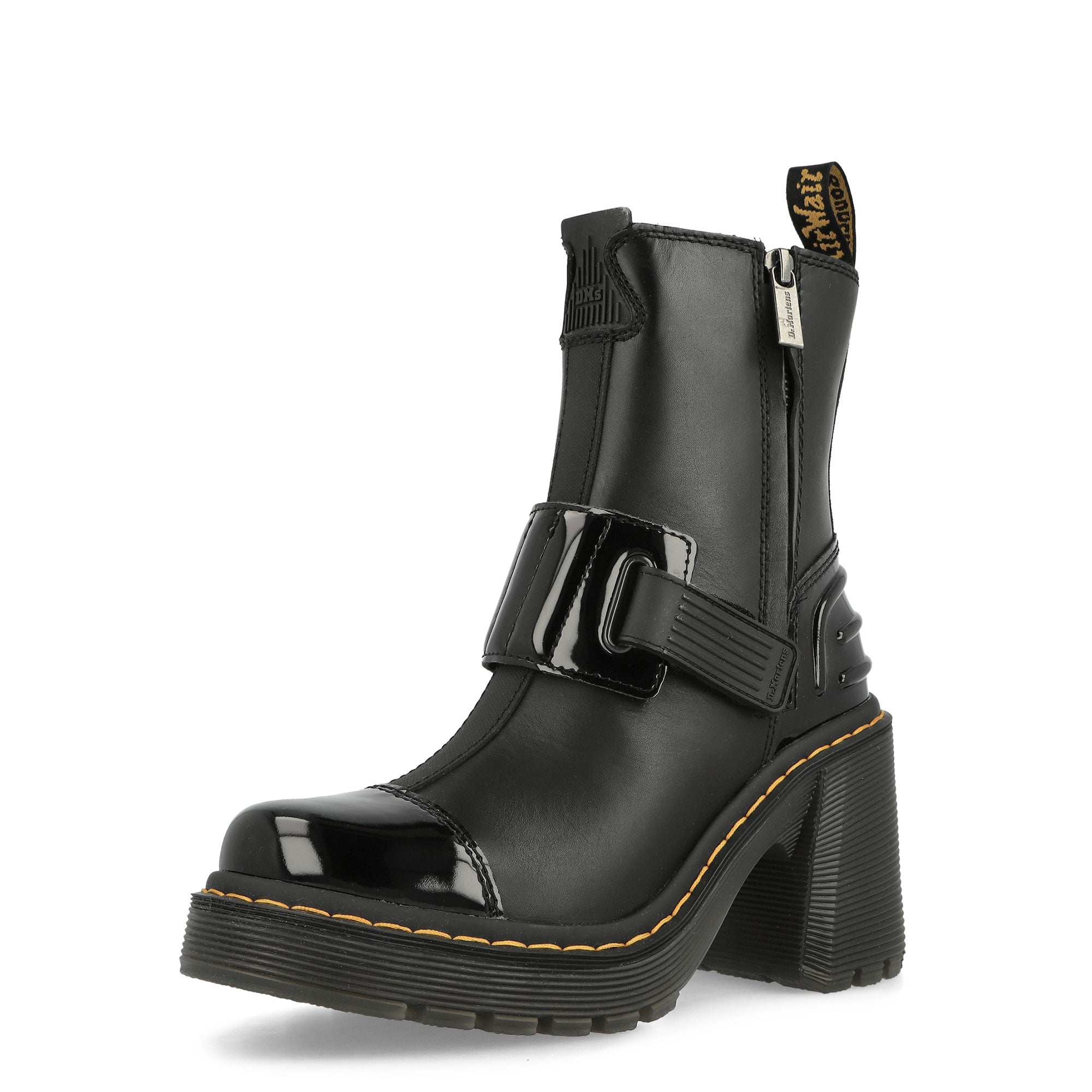 Dr. Martens Gaya Chelsea Boot Black Sendal + Soft Patent PU Boots  Close Up | Overkill