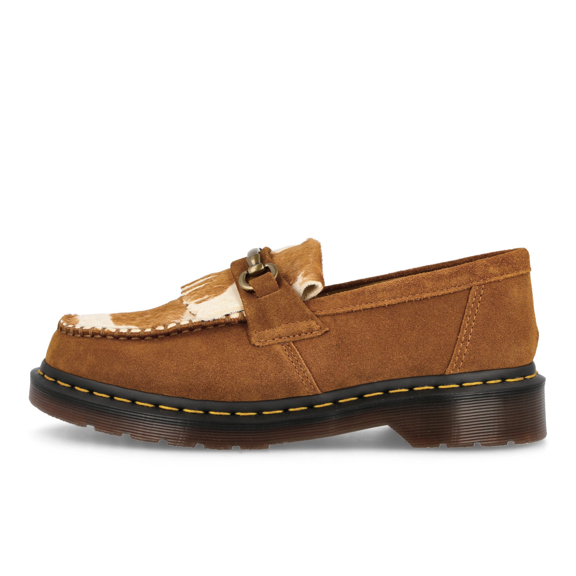 Dr. Martens Adrian Snaffle Pecan Brown + Jersey Cow Print Repello Calf Suede + Hair On Loafers & Lace ups 31084369 | Overkill