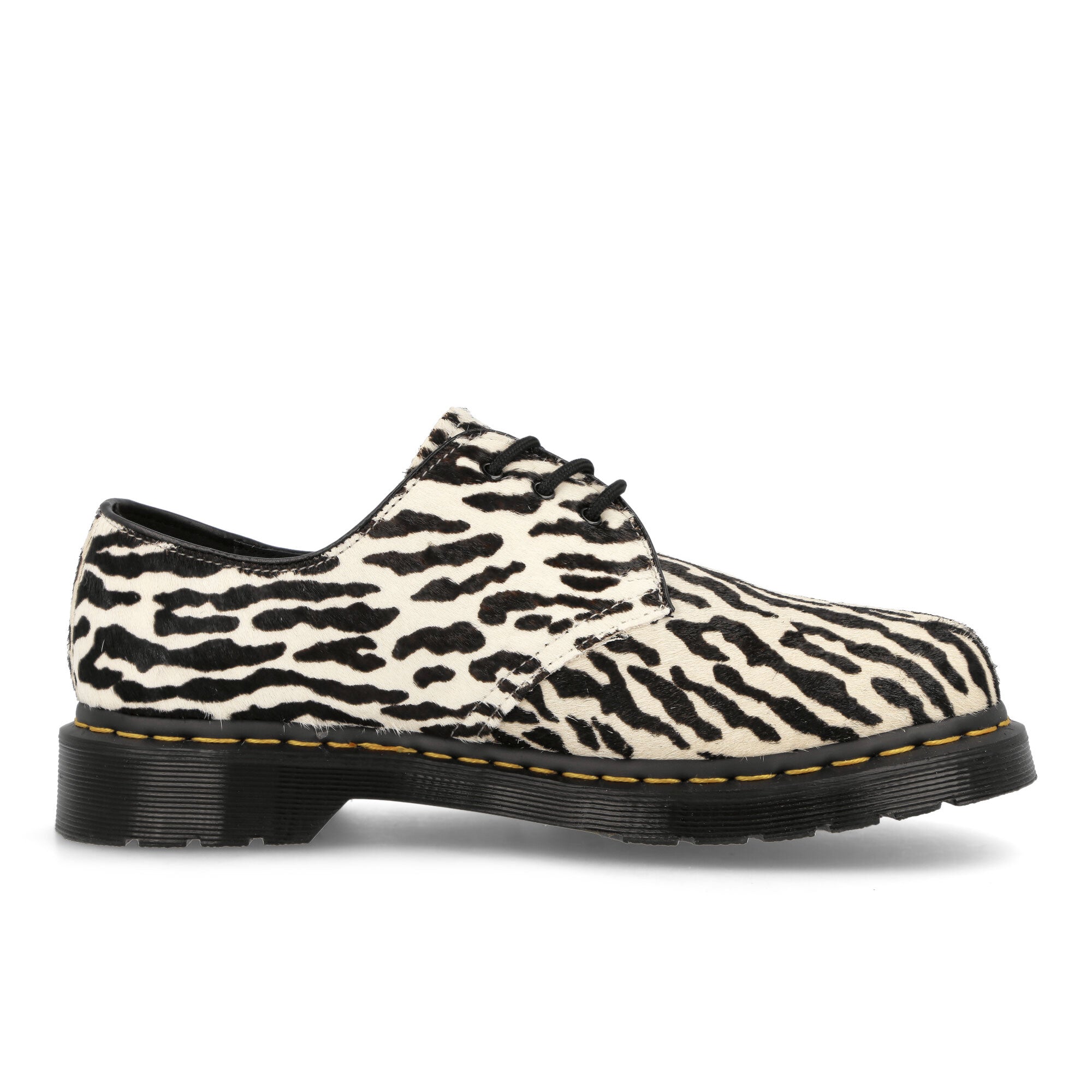 Dr. Martens 1461 Black + White Tiger Camo Hair On Loafers & Lace ups  Silhouette | Overkill