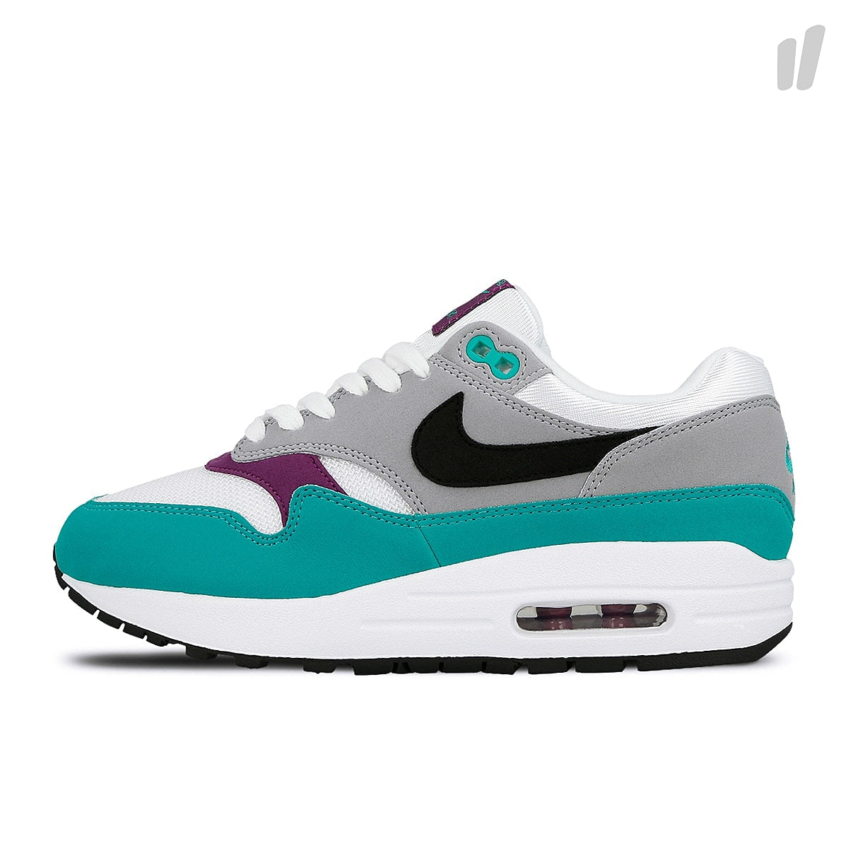 Nike wmns air max 1 White-Black - Wolf Grey - Clear Emerald Low Top Sneakers 319986 115 | Overkill