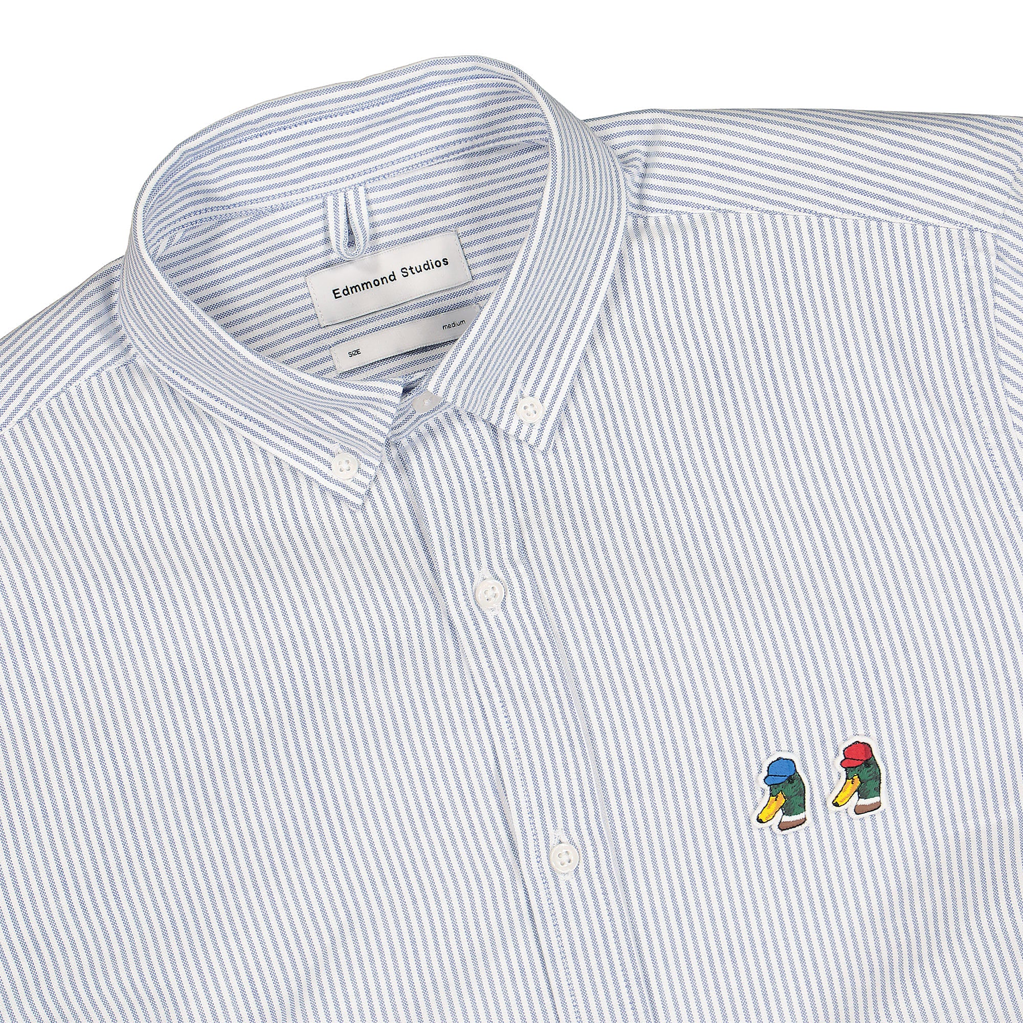 Edmmond Studios Special Duck Shirt Vertical Stripes Blue Shirts Close-up | Overkill