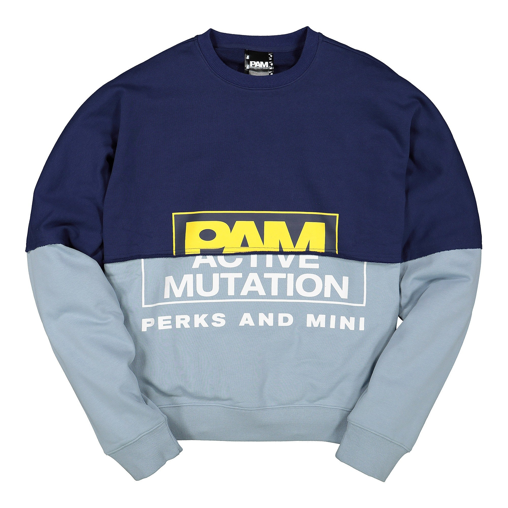 Perks And Mini PAM S.Loops Halfway Crew Neck Sweat Navy / Dusty Blue Sweatshirts 3576-NDB | Overkill