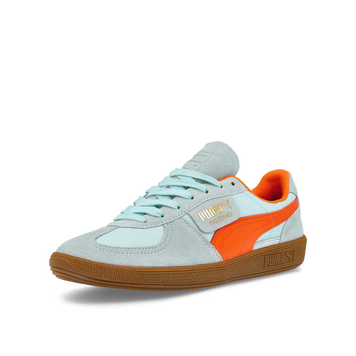 Puma Palermo OG Silver Sky - Cayenne Pepper-Gum Low Top Sneakers  Close Up | Overkill