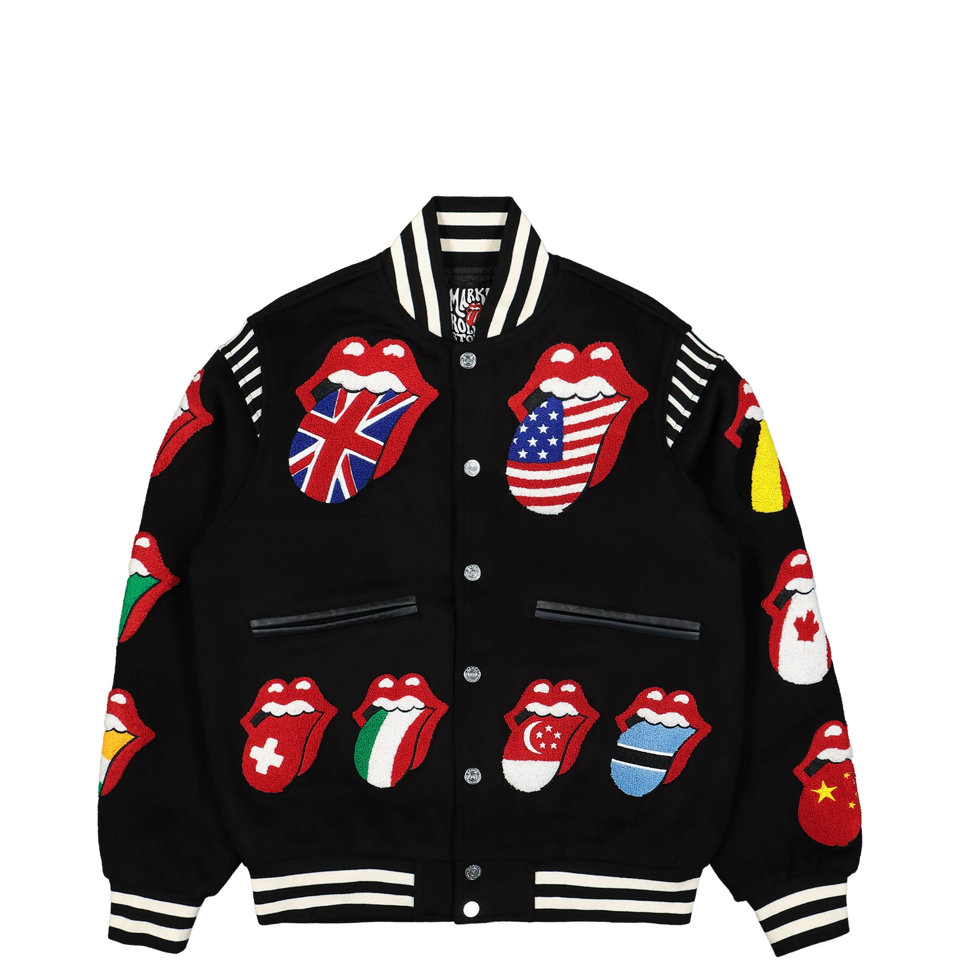 Market Rolling Stones x Market World Flag Varsity Jacket Black Bomber & Varsity Jackets 389000122 / 0001 | Overkill