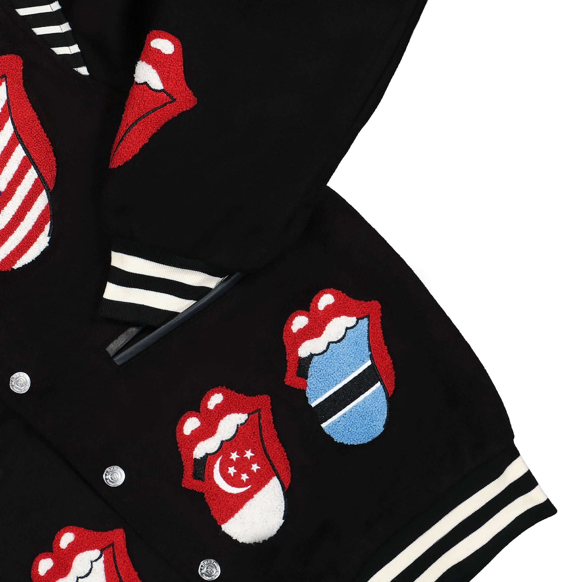 Market Rolling Stones x Market World Flag Varsity Jacket Black Bomber & Varsity Jackets Detailfoto | Overkill