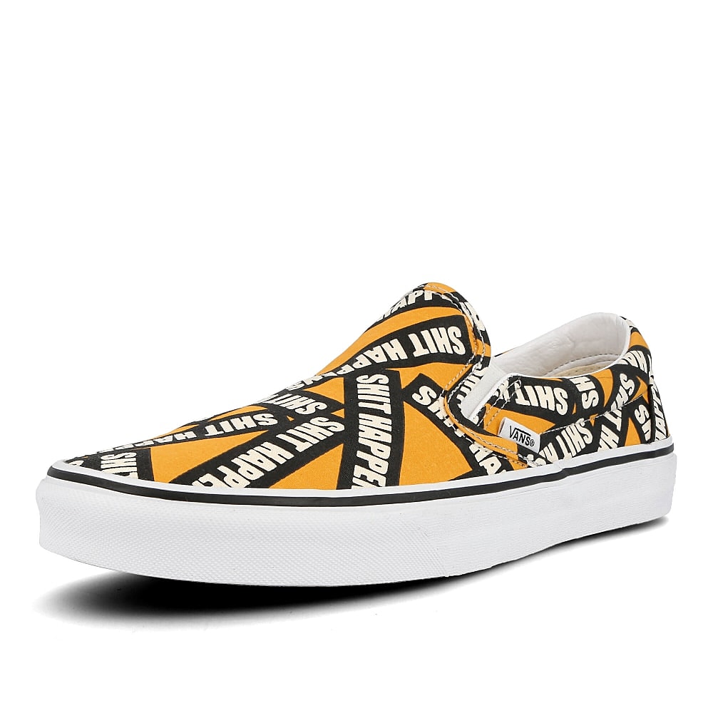 Vans classic slip-on shit happens White-Yellow Sneakers  Close Up | Overkill