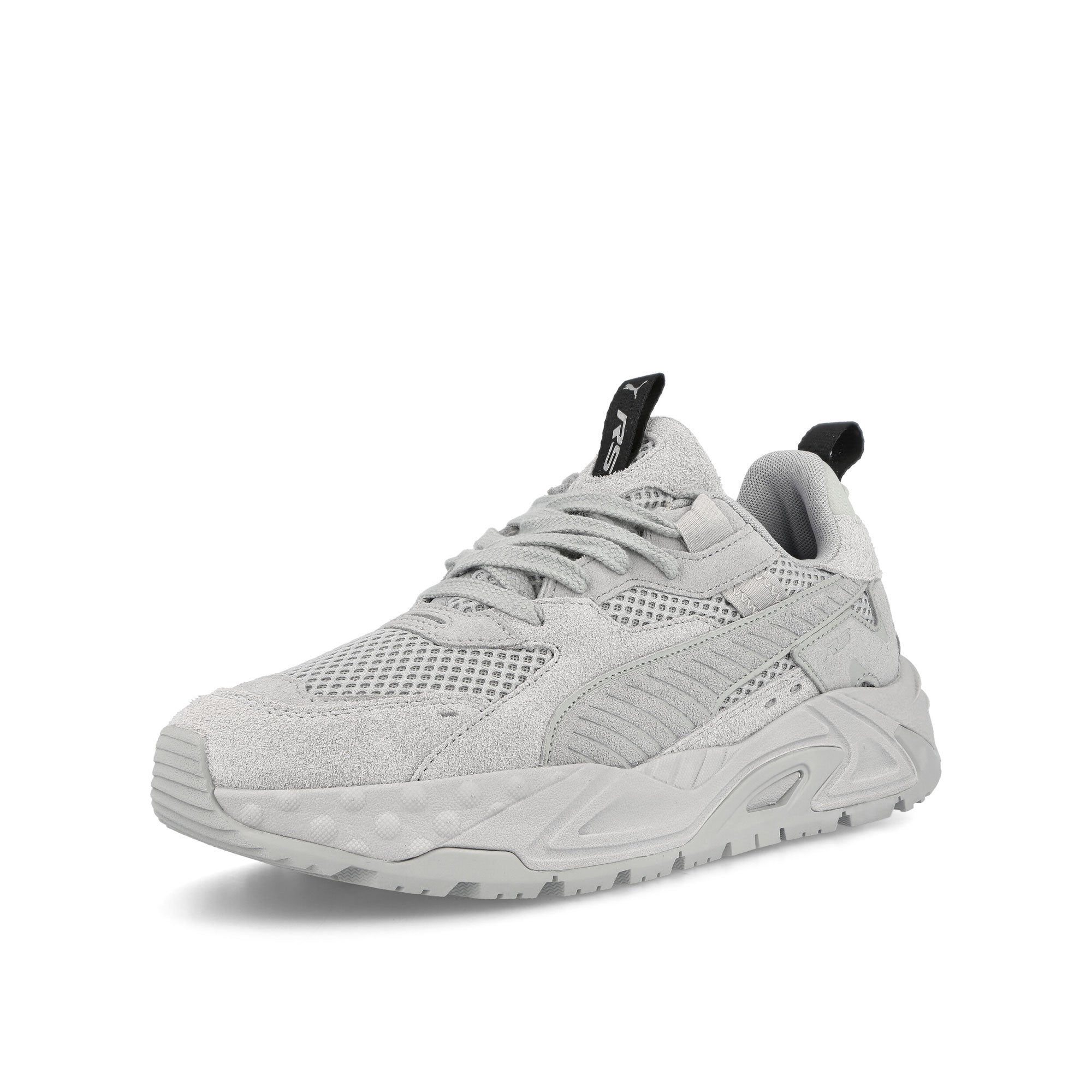 Puma RS-Trck Horizon Platinum Gray - Puma Black Low Top Sneakers  Close Up | Overkill